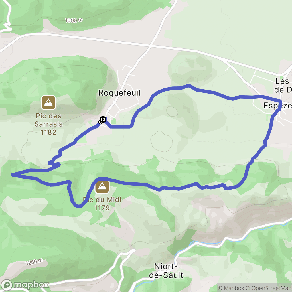 Roquefeuil : carte du parcours de randonnée - France