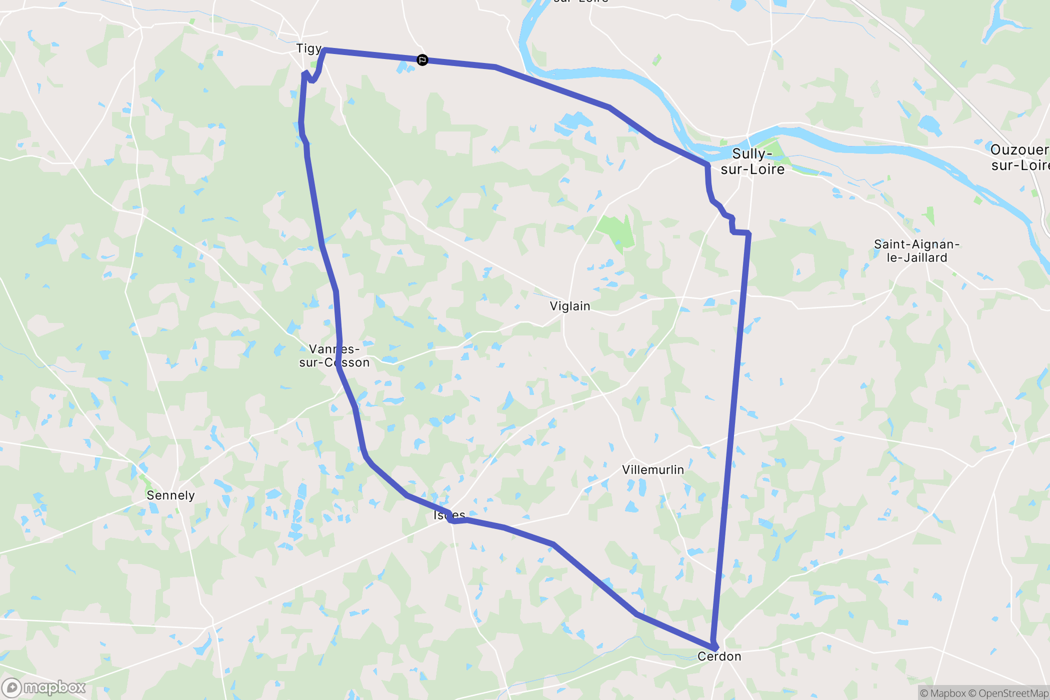 Neuvy-en-Sullias : carte du parcours de randonnée - France