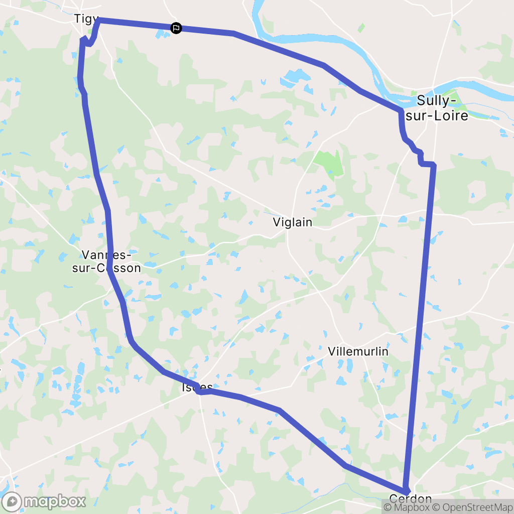 Neuvy-en-Sullias : carte du parcours de randonnée - France