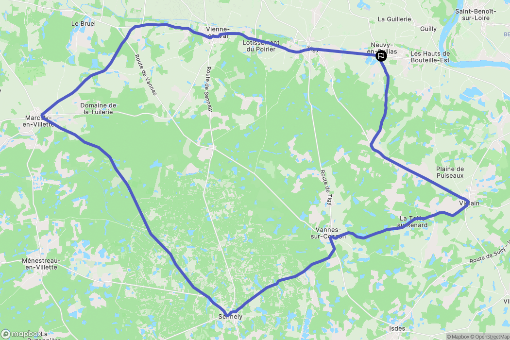 Neuvy-en-Sullias : carte du parcours de randonnée - France