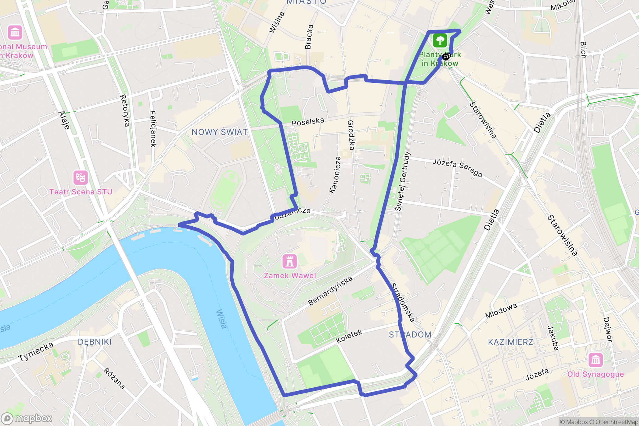 Kraków: mapa trasy - Poland