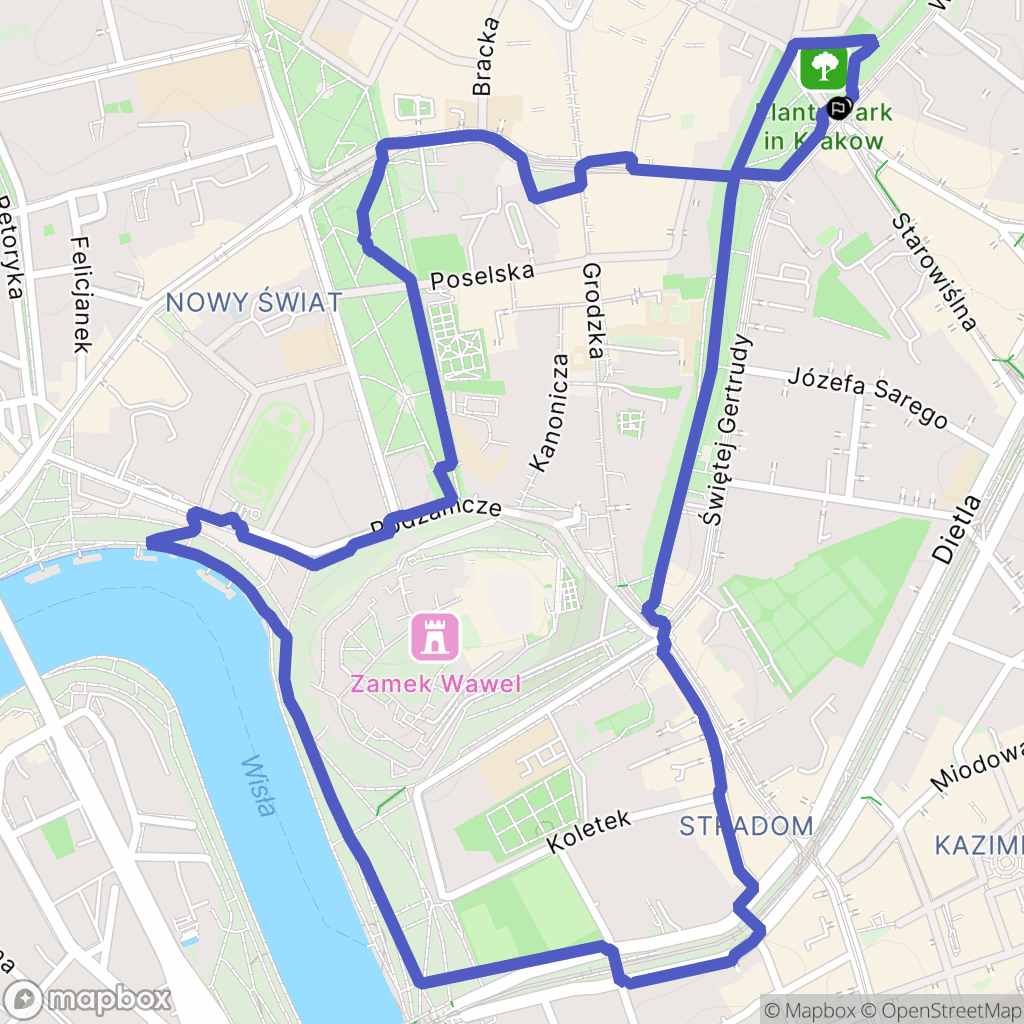 Kraków: mapa trasy - Poland