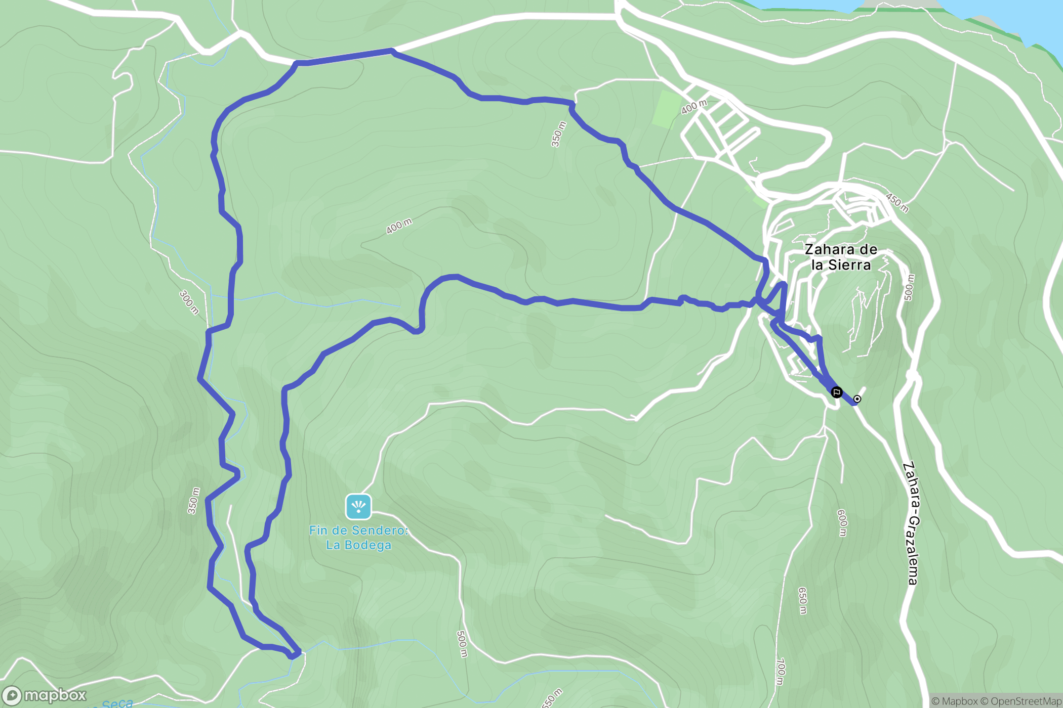 Zahara de la Sierra : carte du parcours de randonnée - Spain
