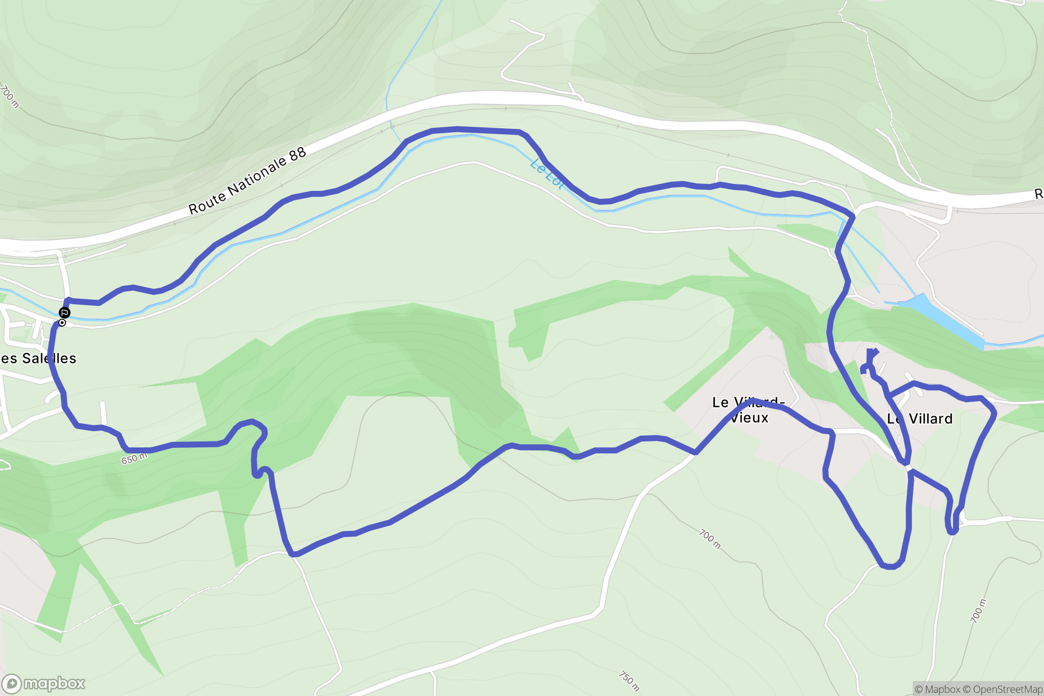 Les Salelles : carte du parcours de randonnée - France