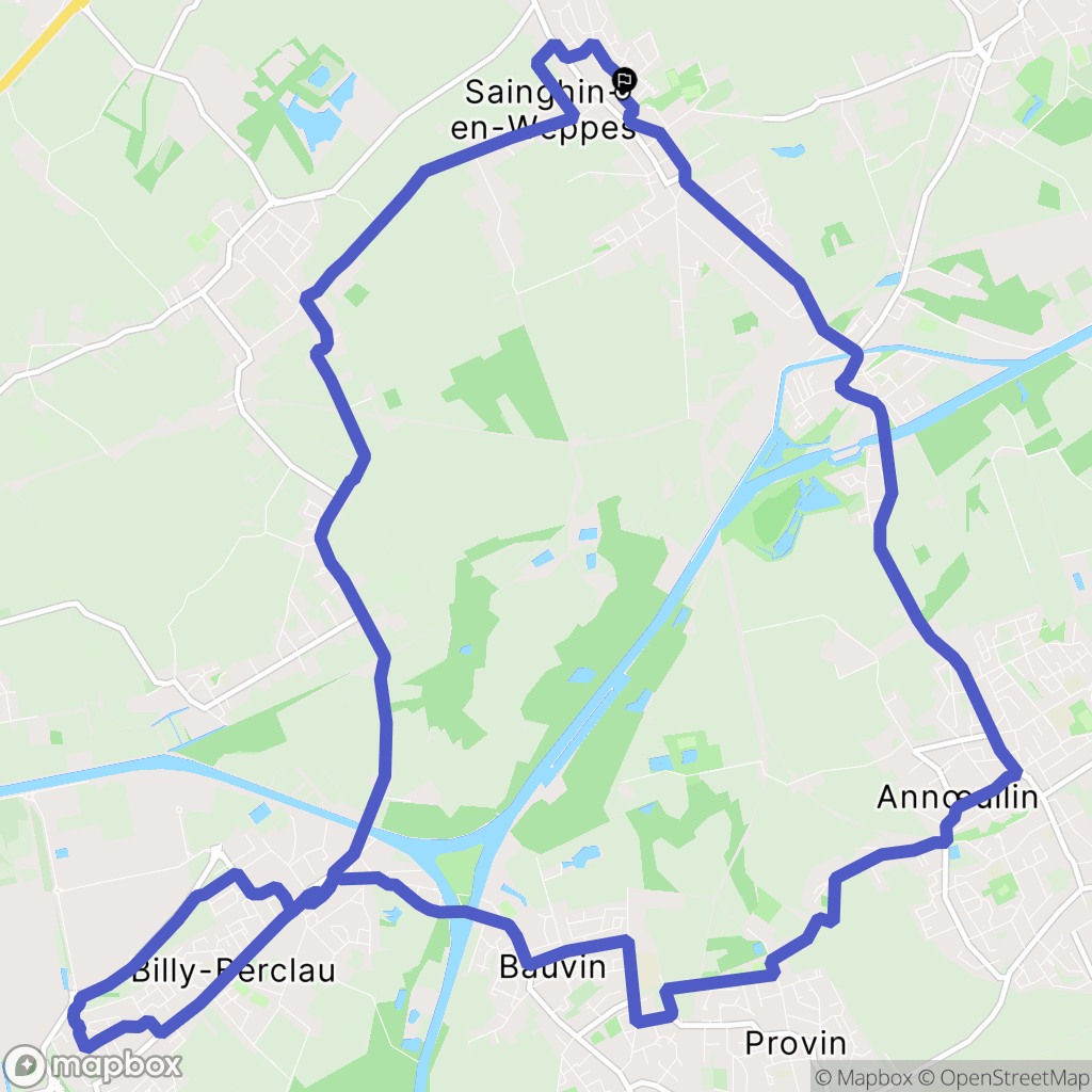 Sainghin-en-Weppes : carte du parcours de randonnée - France