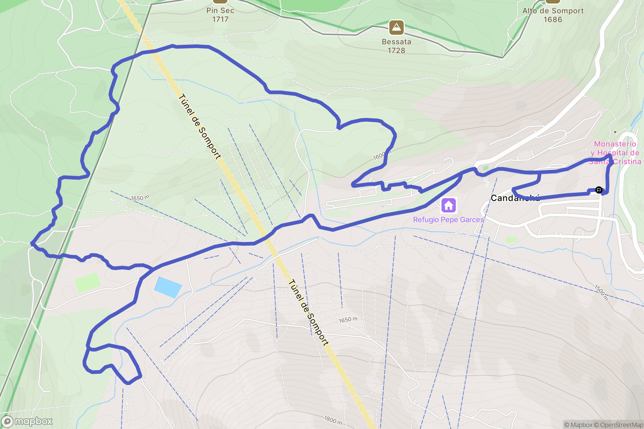 Candanchú : carte du parcours de randonnée - Spain