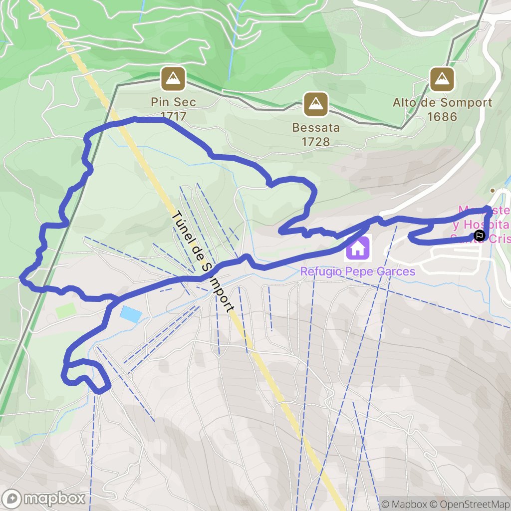 Candanchú : carte du parcours de randonnée - Spain