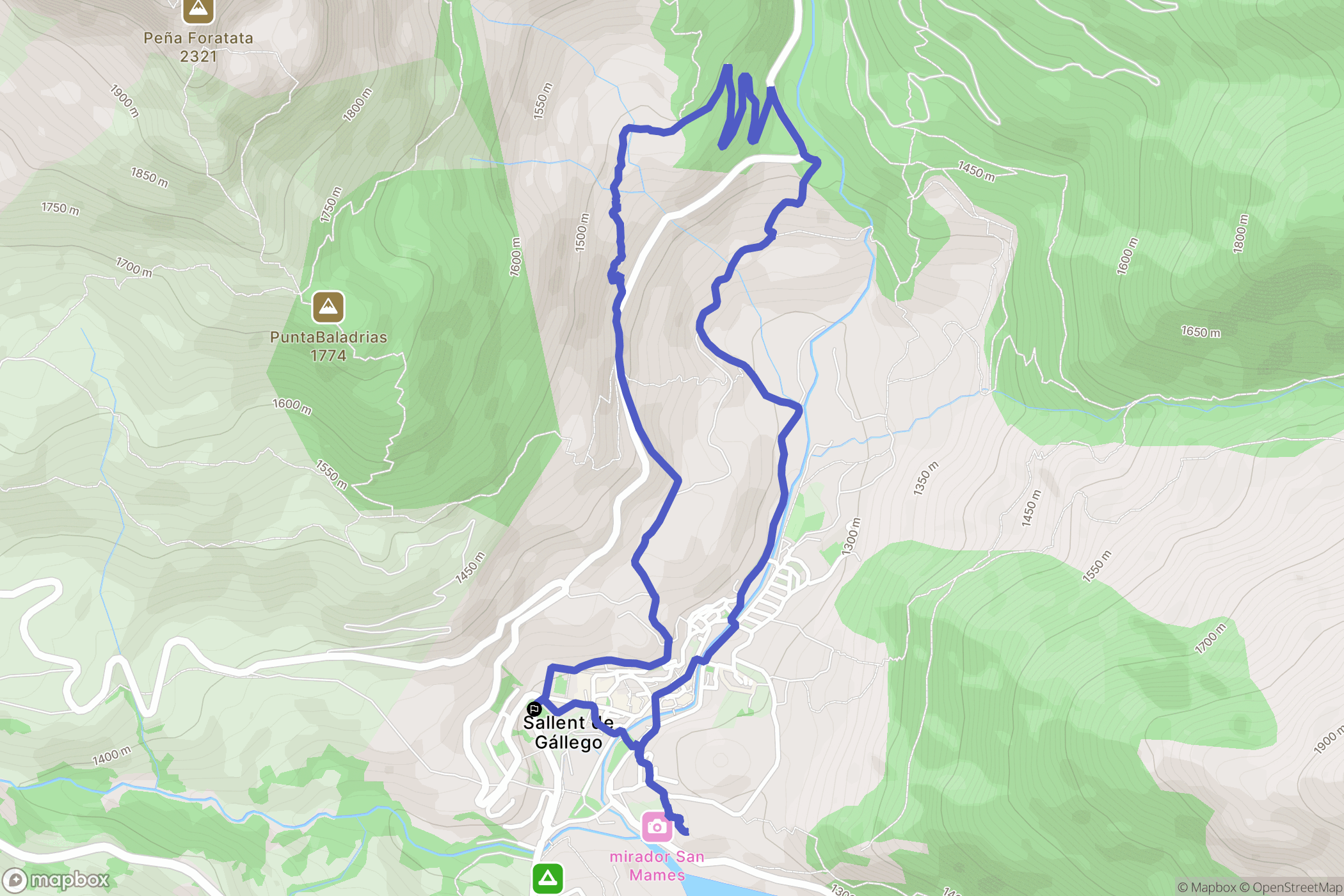 Sallent de Gállego : carte du parcours de randonnée - Spain