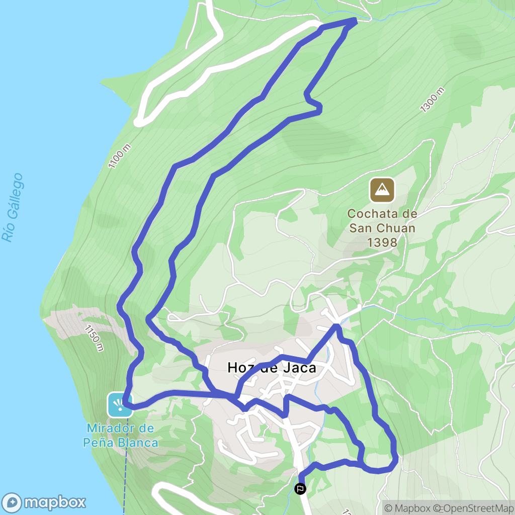 Hoz de Jaca : carte du parcours de randonnée - Spain