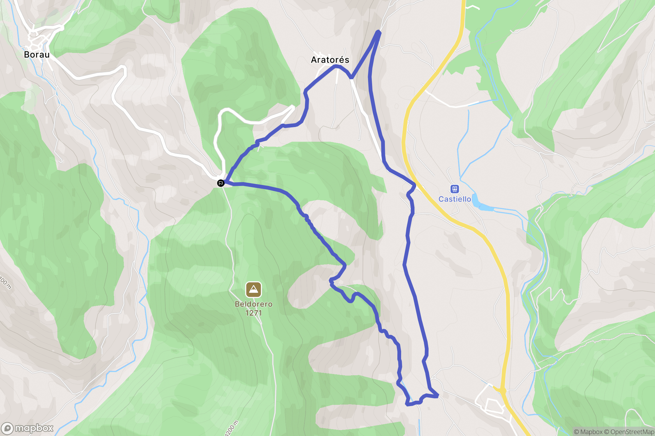 Aratorés : carte du parcours de randonnée - Spain