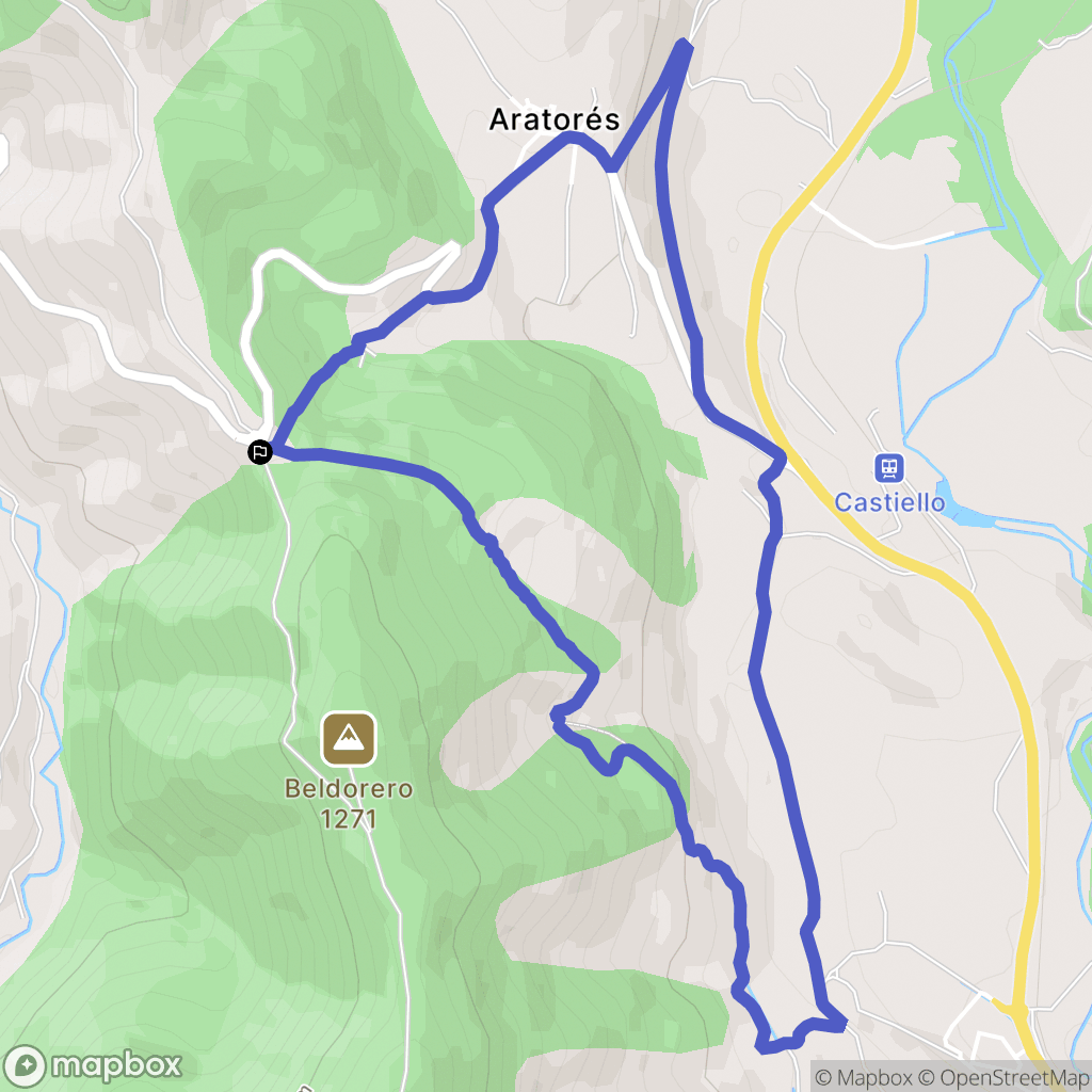 Aratorés : carte du parcours de randonnée - Spain