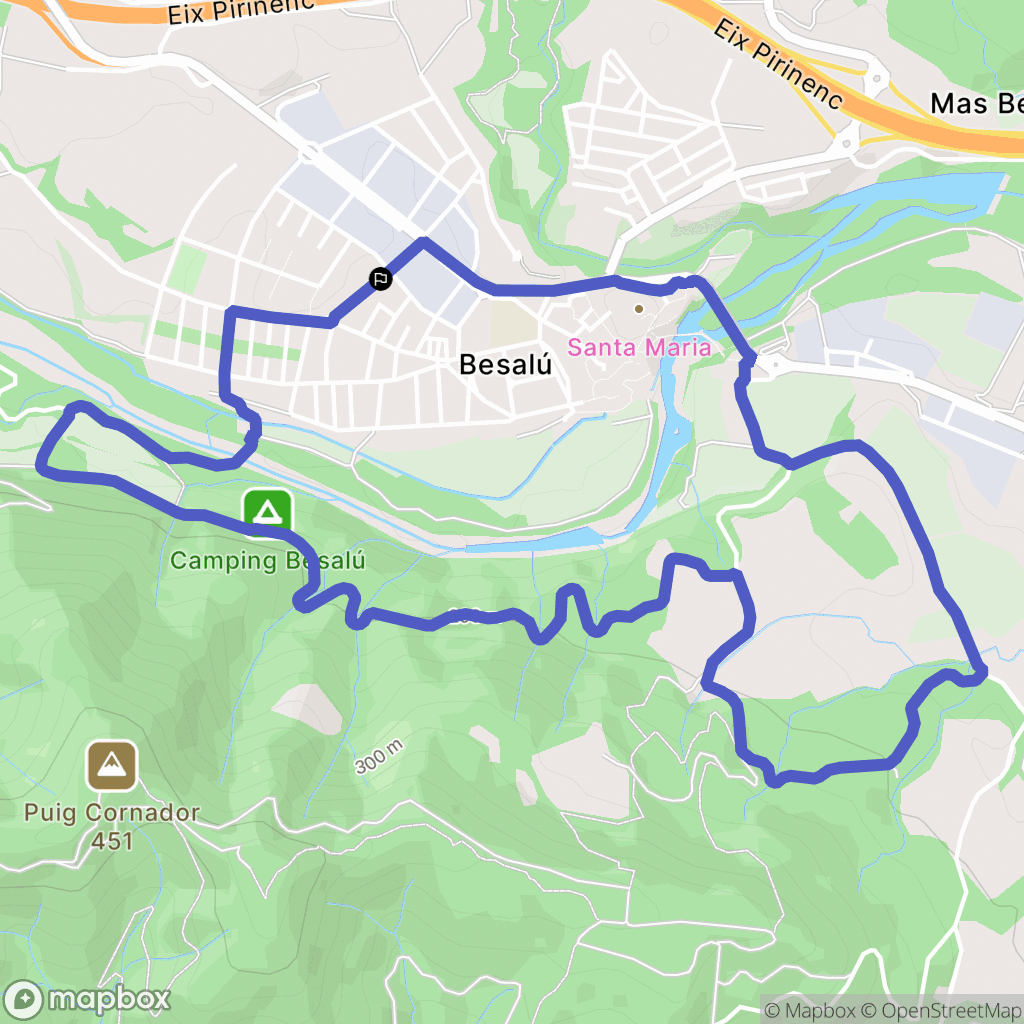 Besalú : carte du parcours de randonnée - Spain