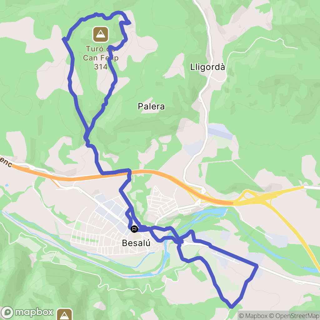 Besalú : carte du parcours de randonnée - Spain