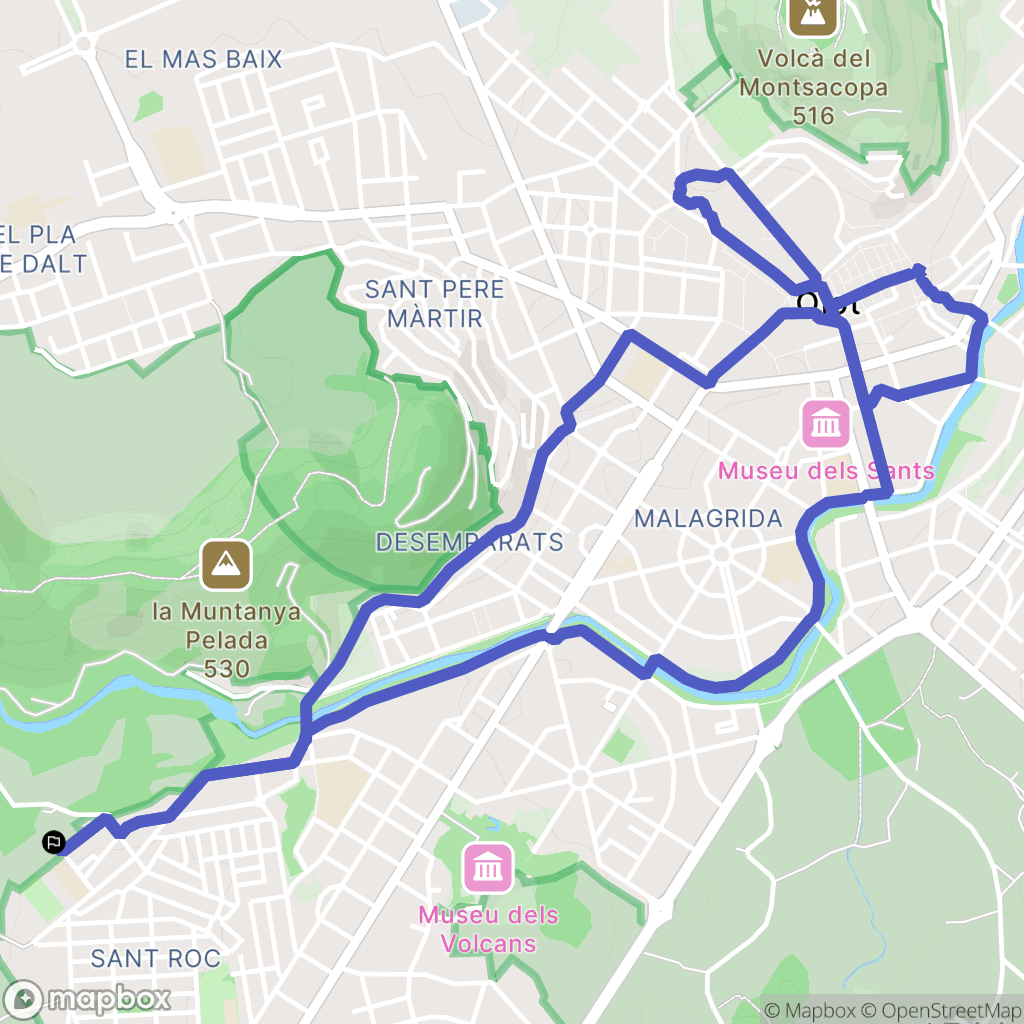 Olot : carte du parcours de randonnée - Spain