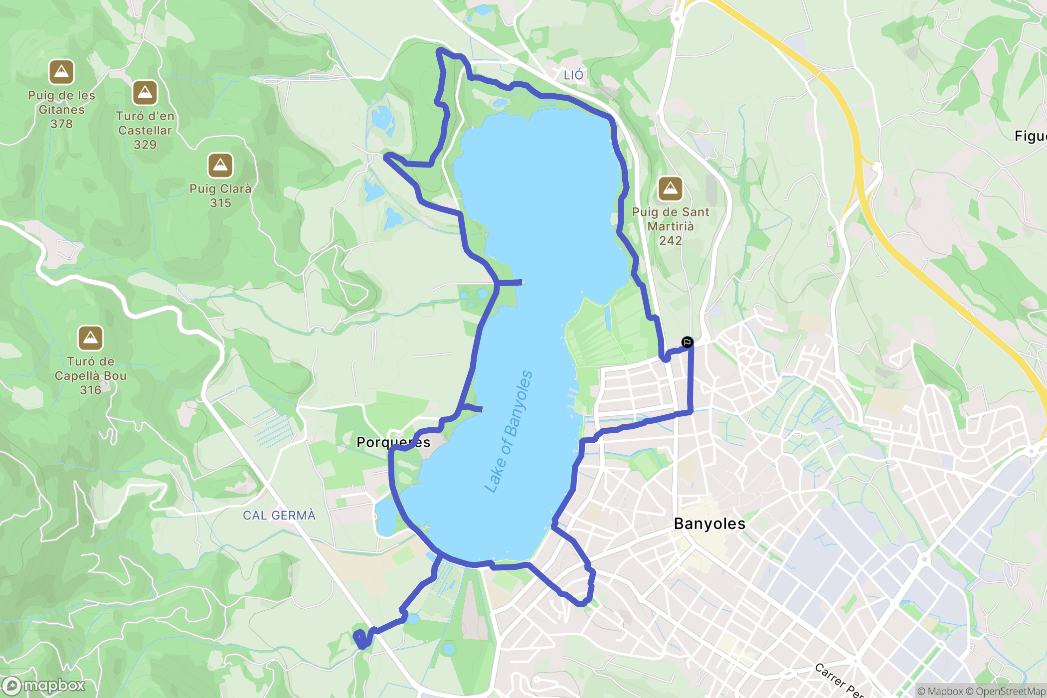 Banyoles : carte du parcours de randonnée - Spain