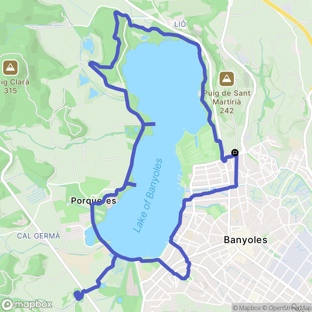 Banyoles : carte du parcours de randonnée - Spain