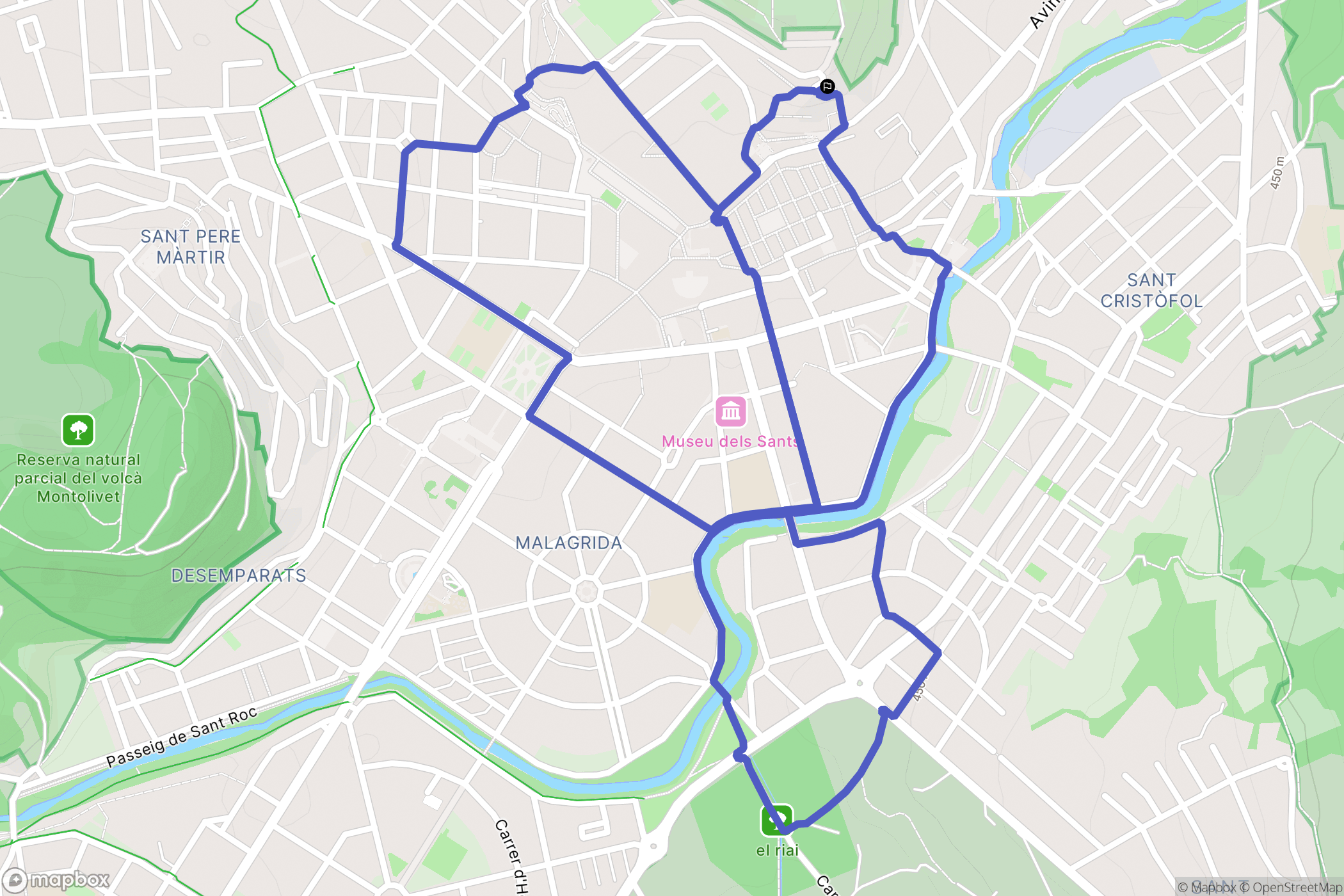 Olot : carte du parcours de randonnée - Spain