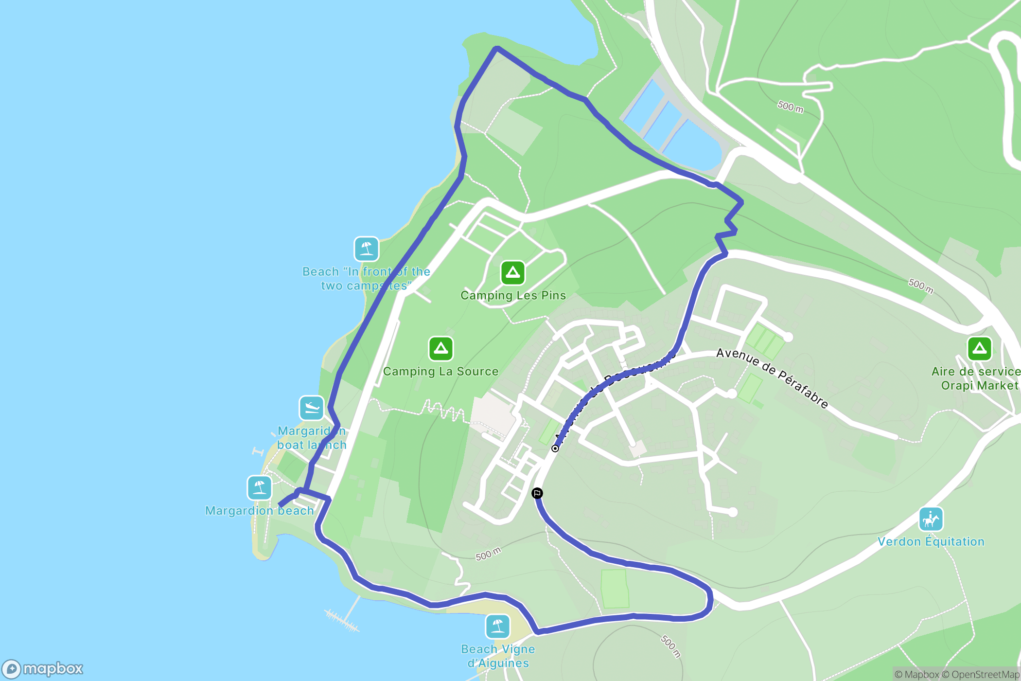 Les Salles-sur-Verdon : carte du parcours de randonnée - France