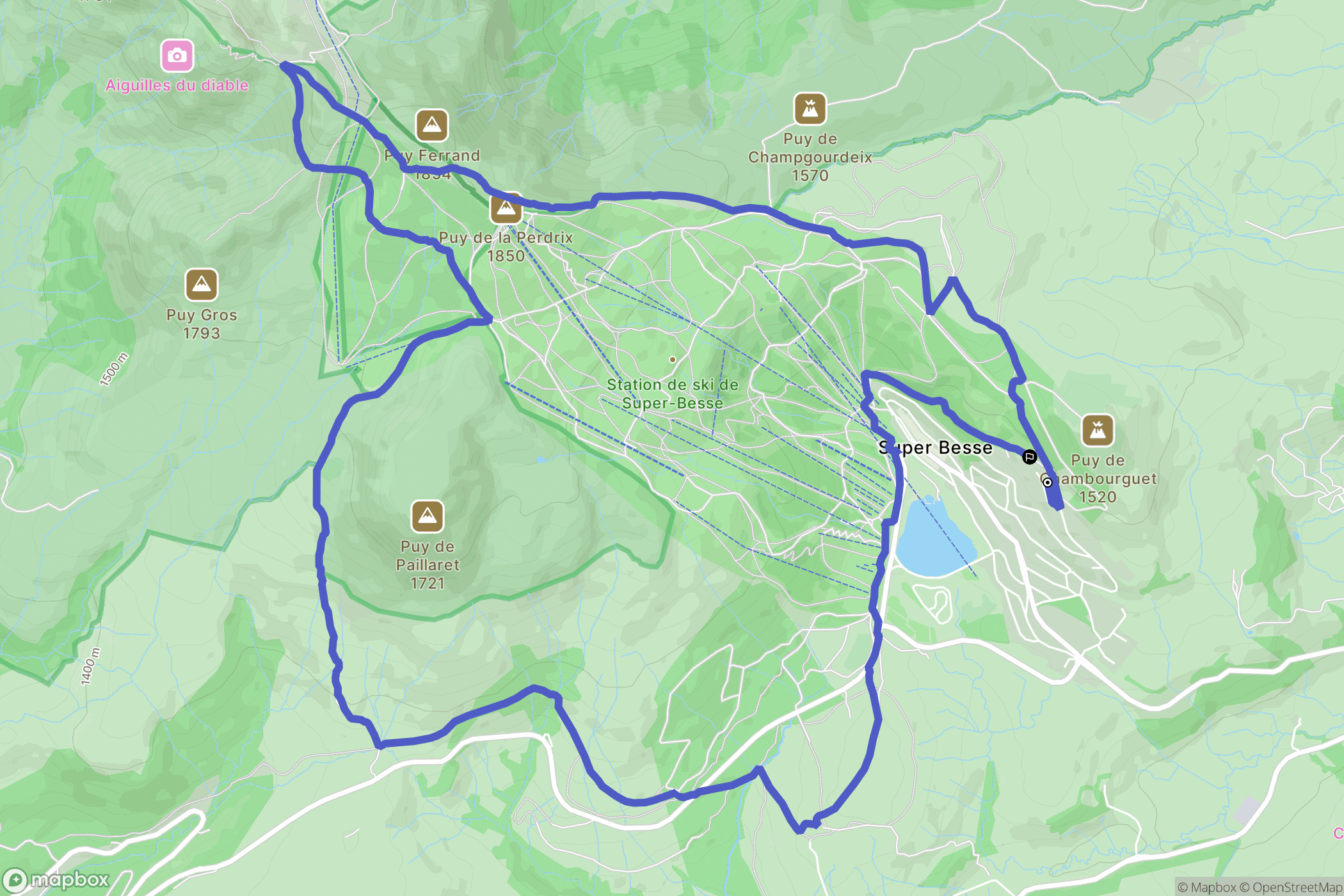 Besse-et-Saint-Anastaise : carte du parcours de randonnée - France