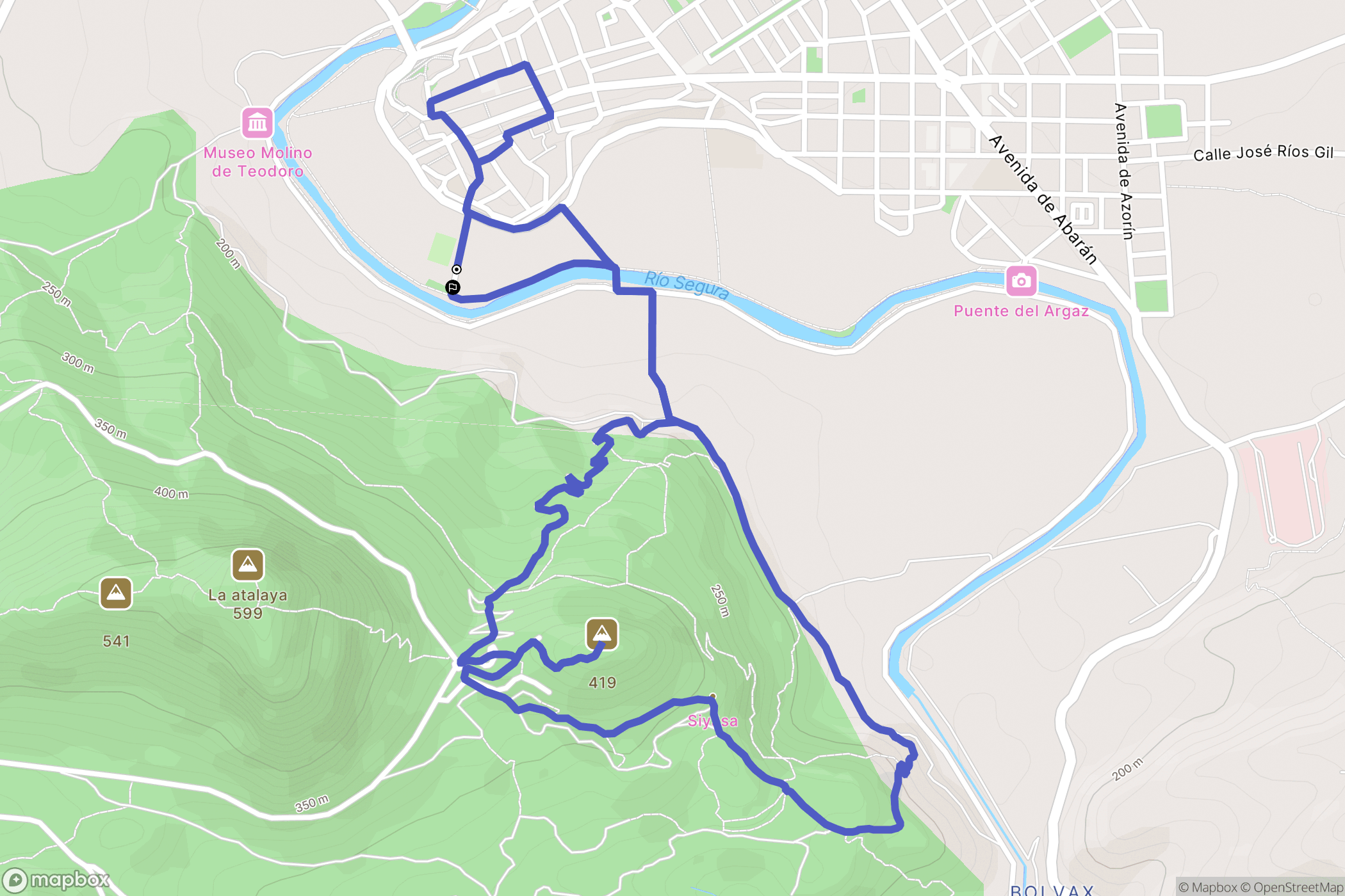Cieza : carte du parcours de randonnée - Spain