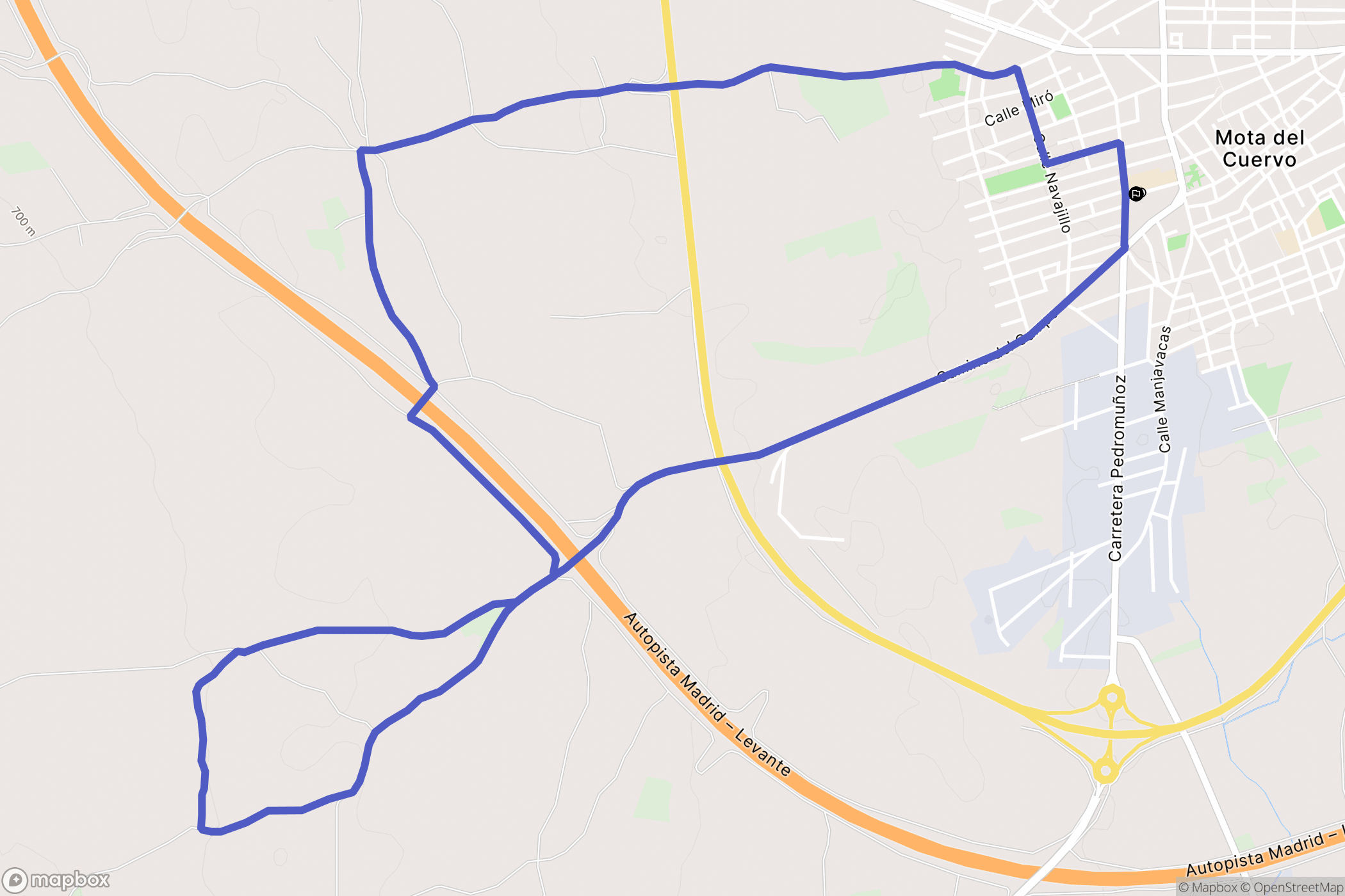 Mota del Cuervo : carte du parcours de randonnée - Spain
