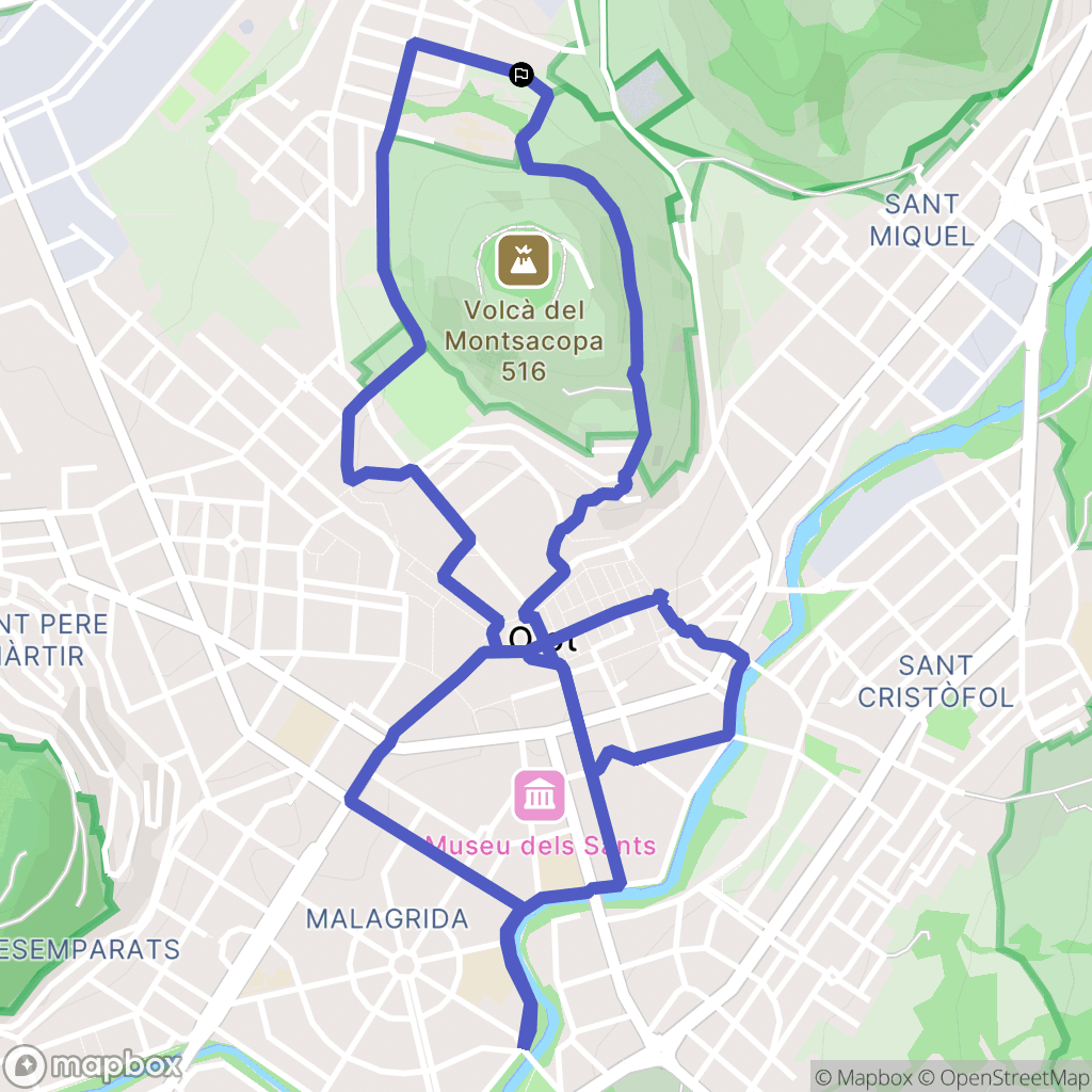 Olot : carte du parcours de randonnée - Spain