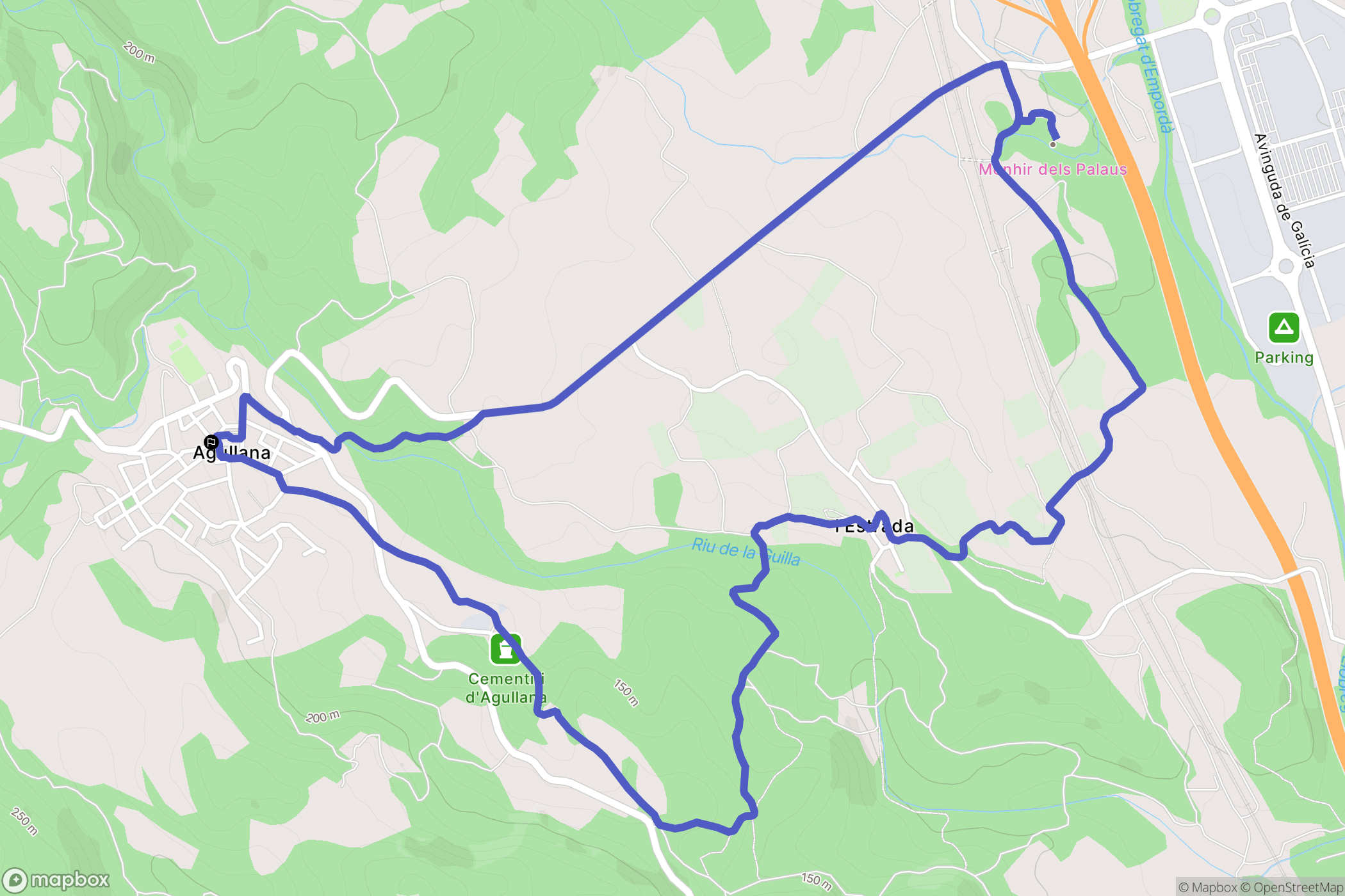 Agullana : carte du parcours de randonnée - Spain