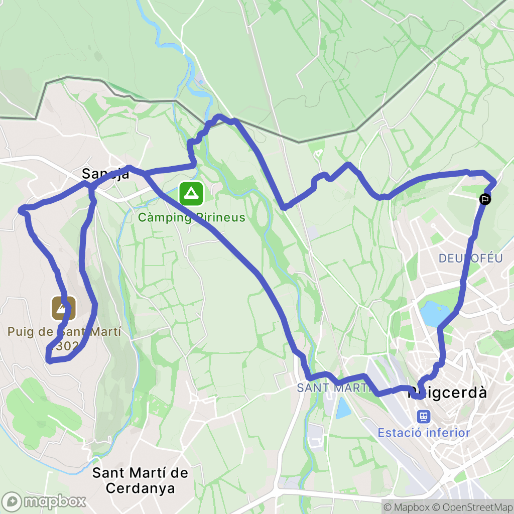 Puigcerdà : carte du parcours de randonnée - Spain