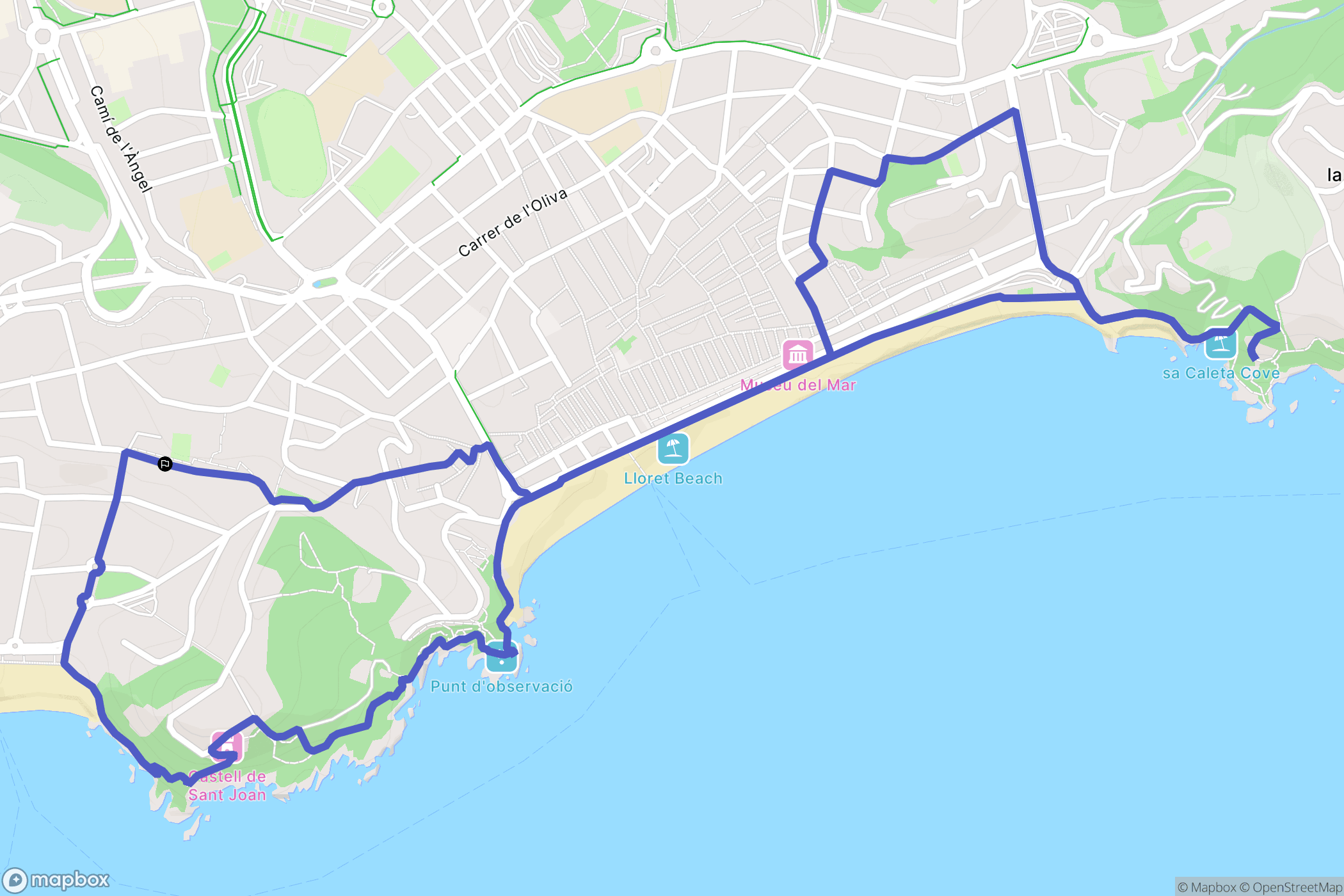 Lloret de Mar : carte du parcours de randonnée - Spain