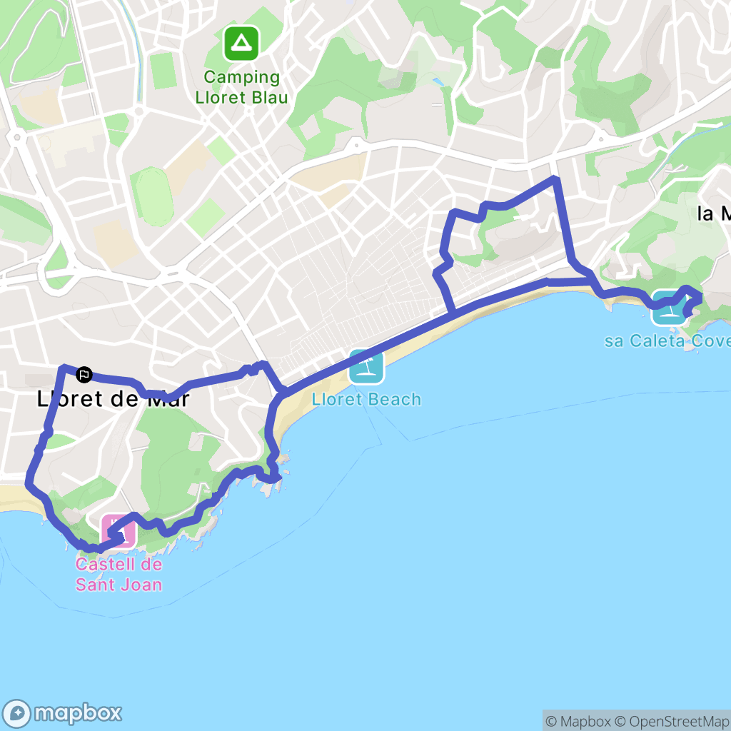 Lloret de Mar : carte du parcours de randonnée - Spain