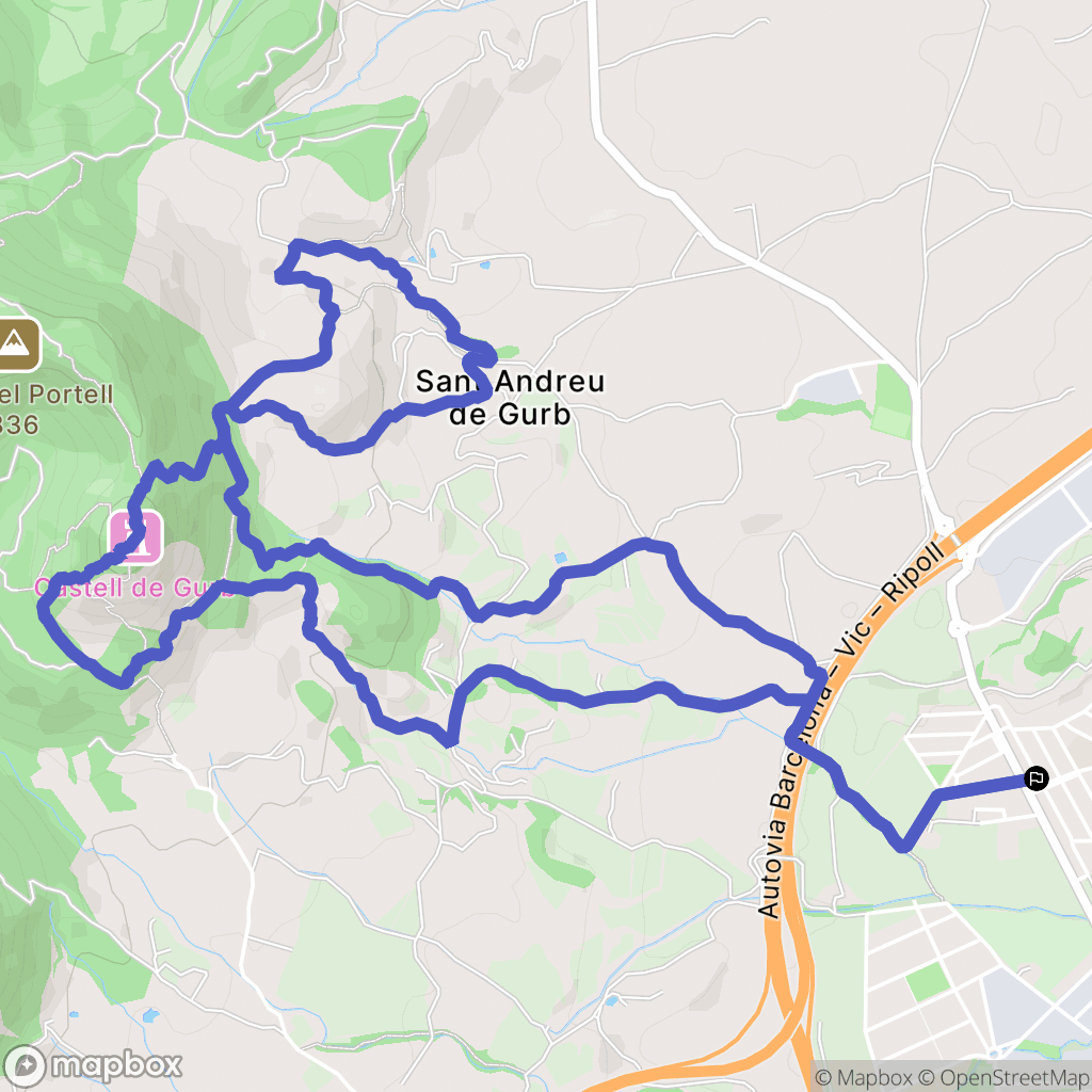 Gurb : carte du parcours de randonnée - Spain