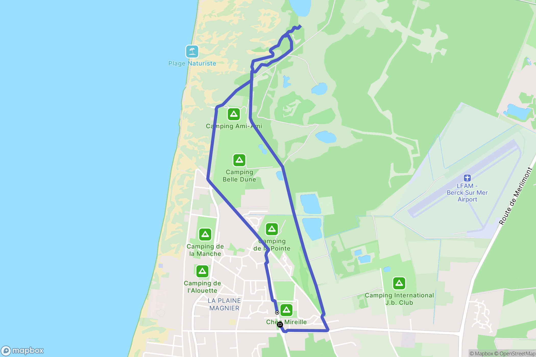 Berck : carte du parcours de randonnée - France