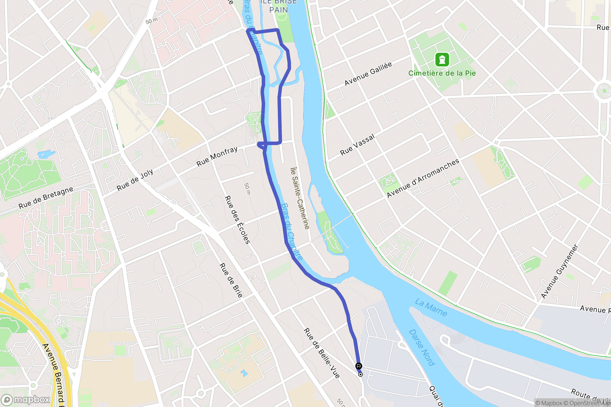Créteil : carte du parcours de randonnée - France