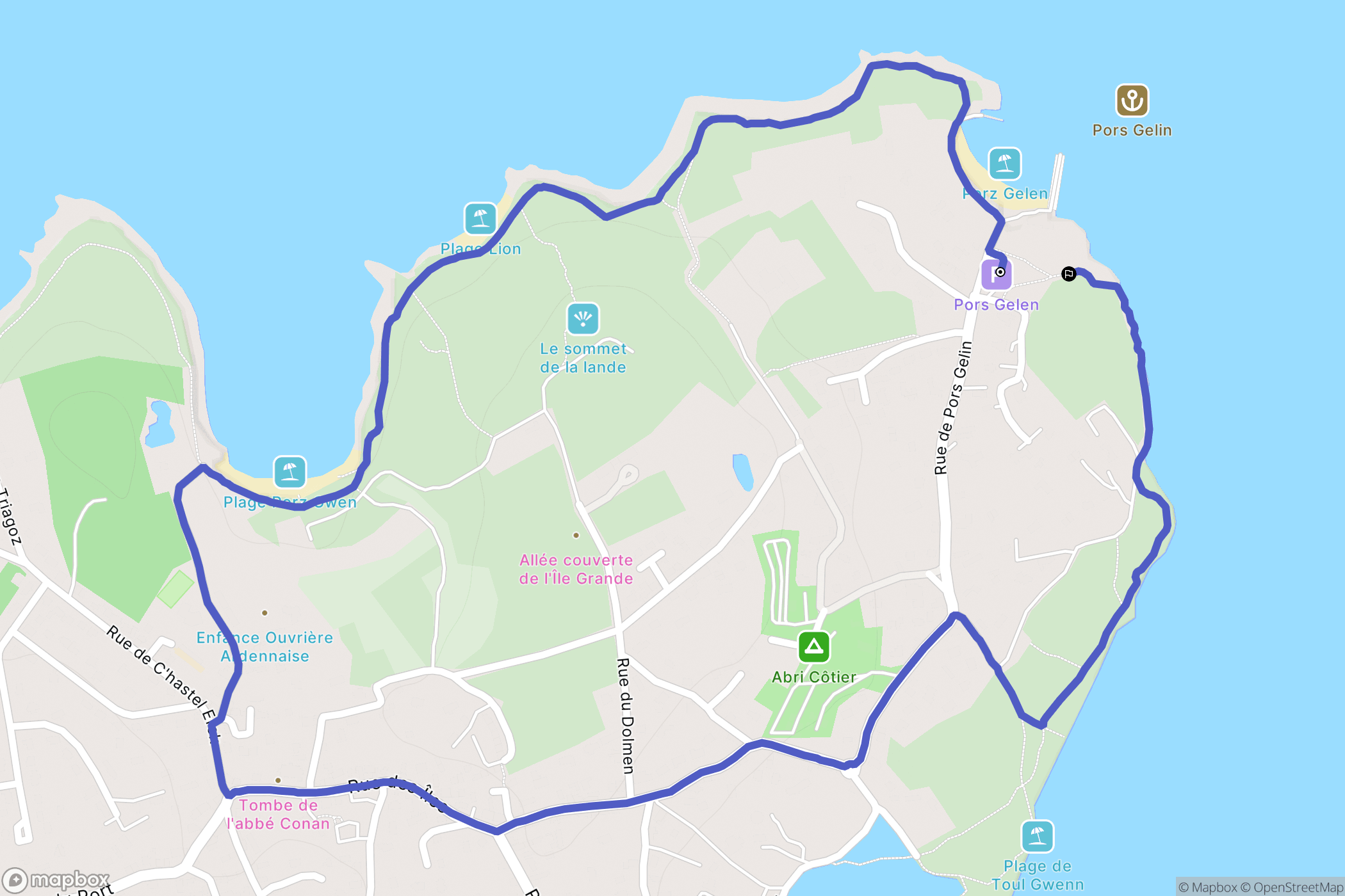 Pleumeur-Bodou : carte du parcours de randonnée - France