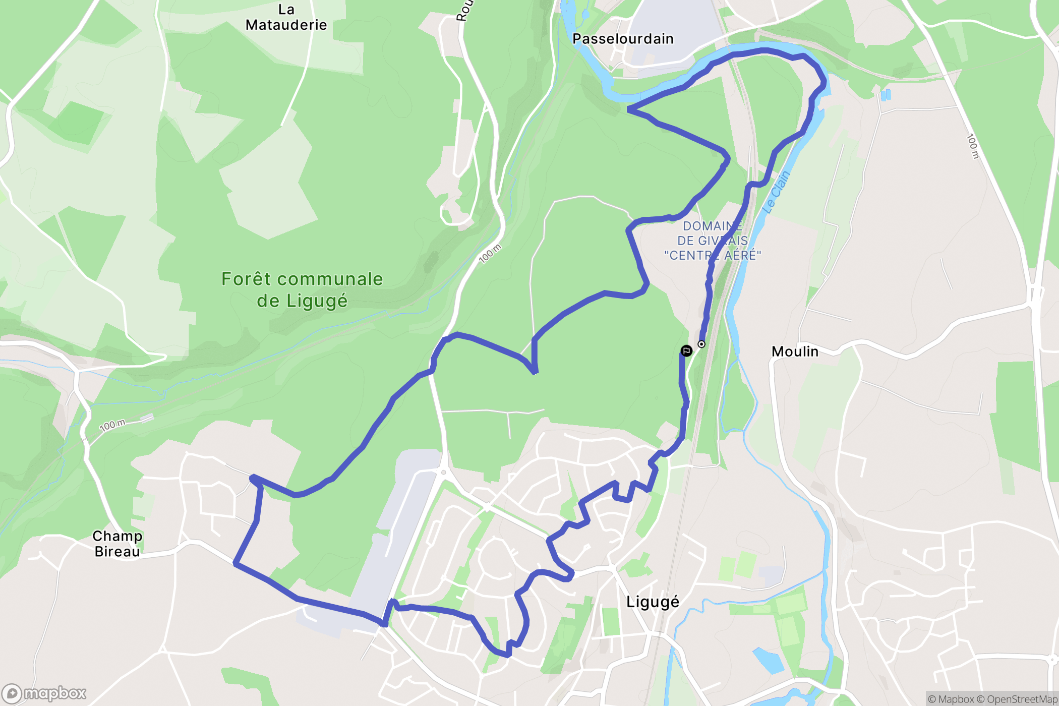 Ligugé : carte du parcours de randonnée - France
