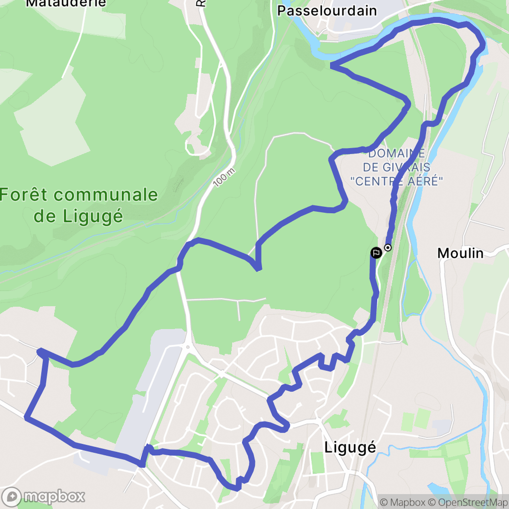 Ligugé : carte du parcours de randonnée - France