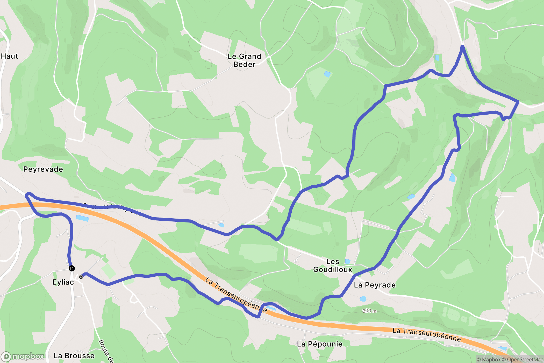 Bassillac et Auberoche : carte du parcours de randonnée - France