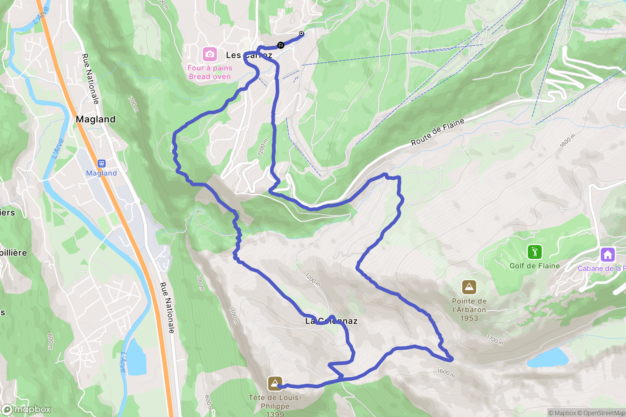 Arâches-la-Frasse : carte du parcours de randonnée - France