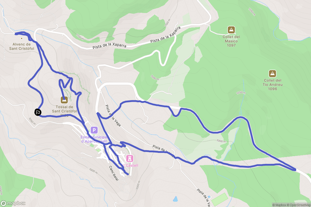 Xodos : carte du parcours de randonnée - Spain