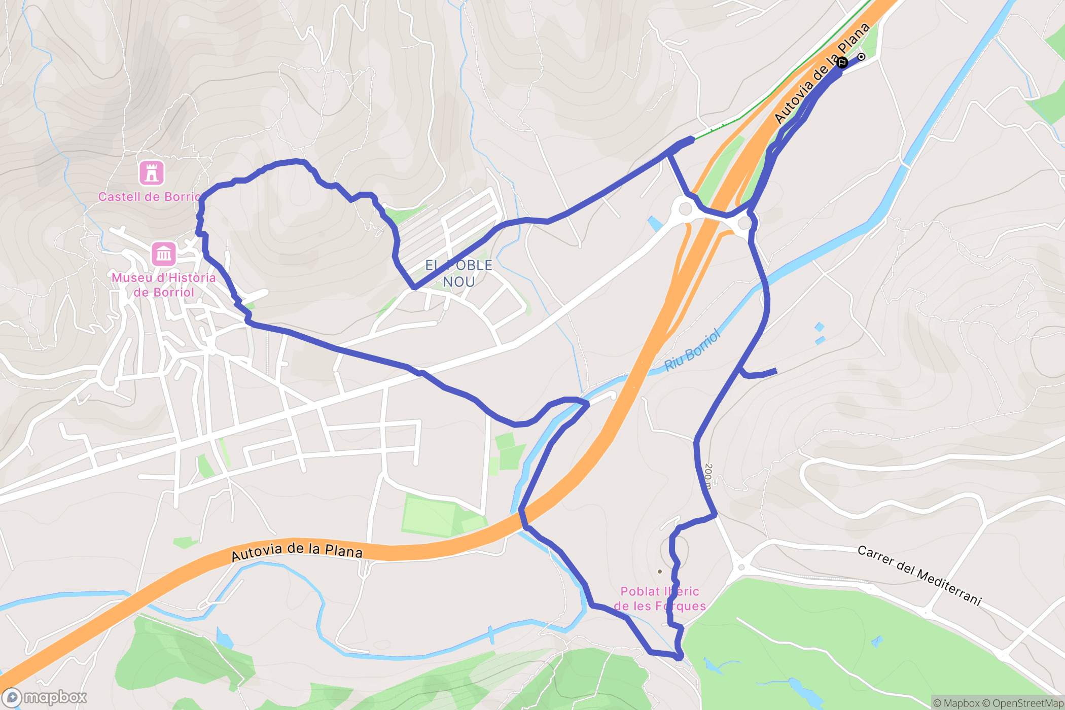 Borriol : carte du parcours de randonnée - Spain