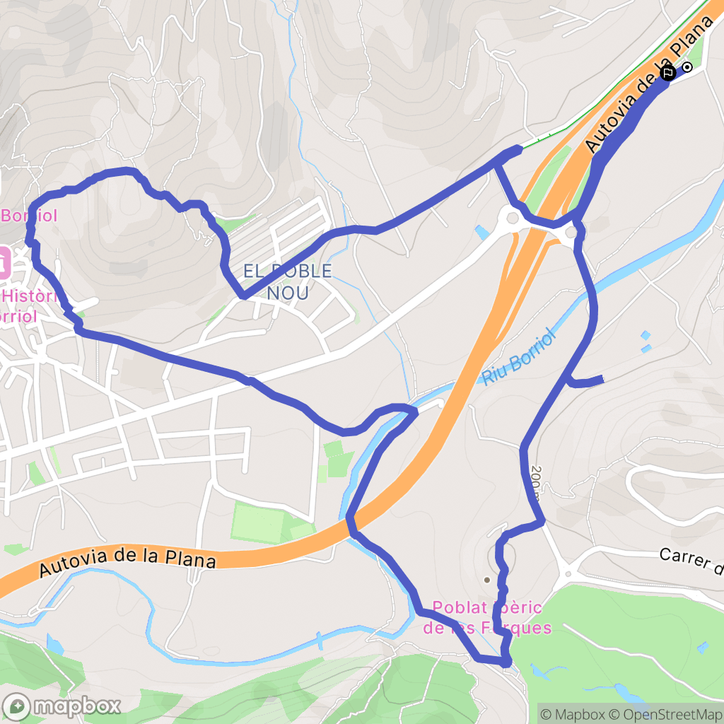 Borriol : carte du parcours de randonnée - Spain