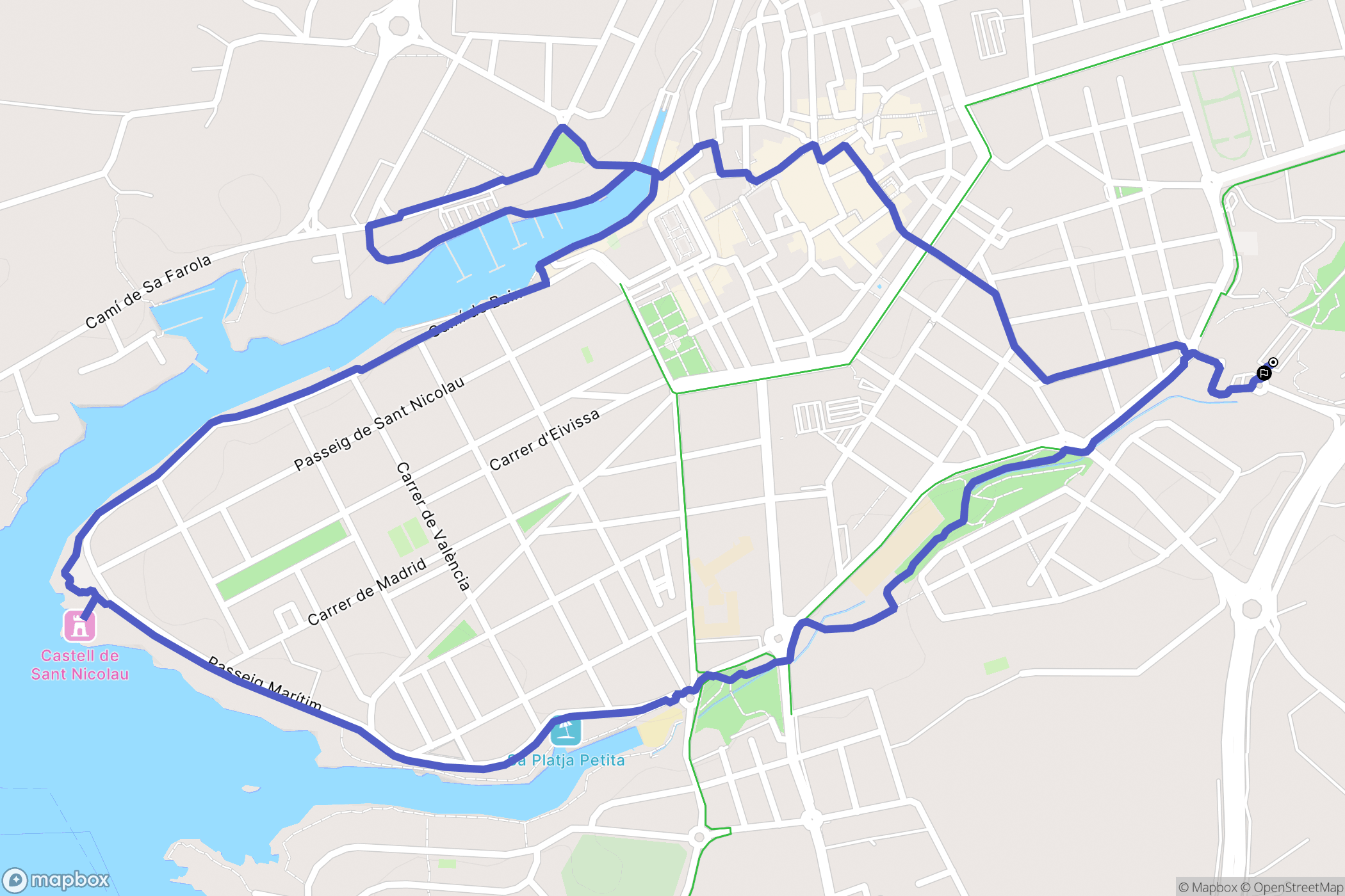 Ciutadella de Menorca : carte du parcours de randonnée - Spain