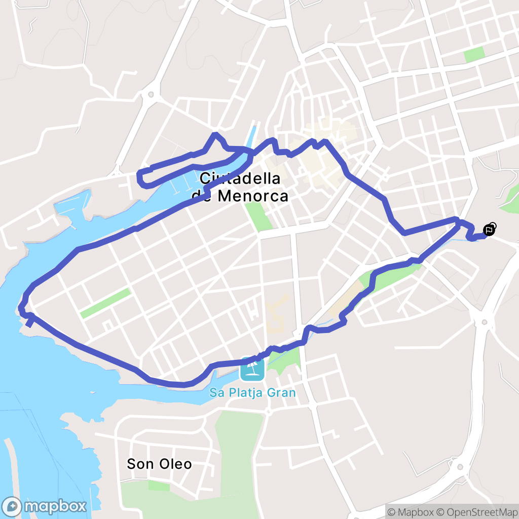 Ciutadella de Menorca : carte du parcours de randonnée - Spain