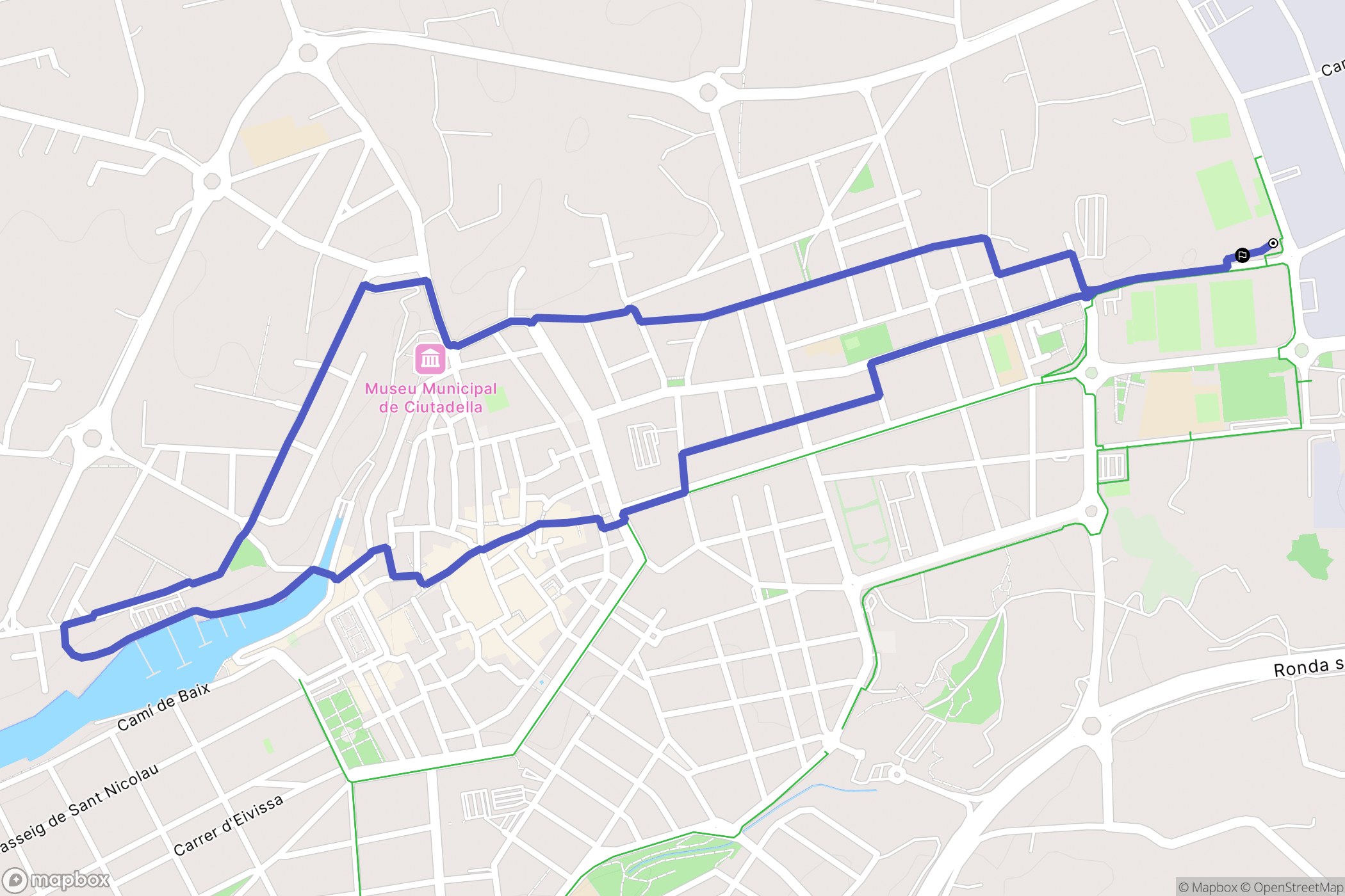 Ciutadella de Menorca : carte du parcours de randonnée - Spain