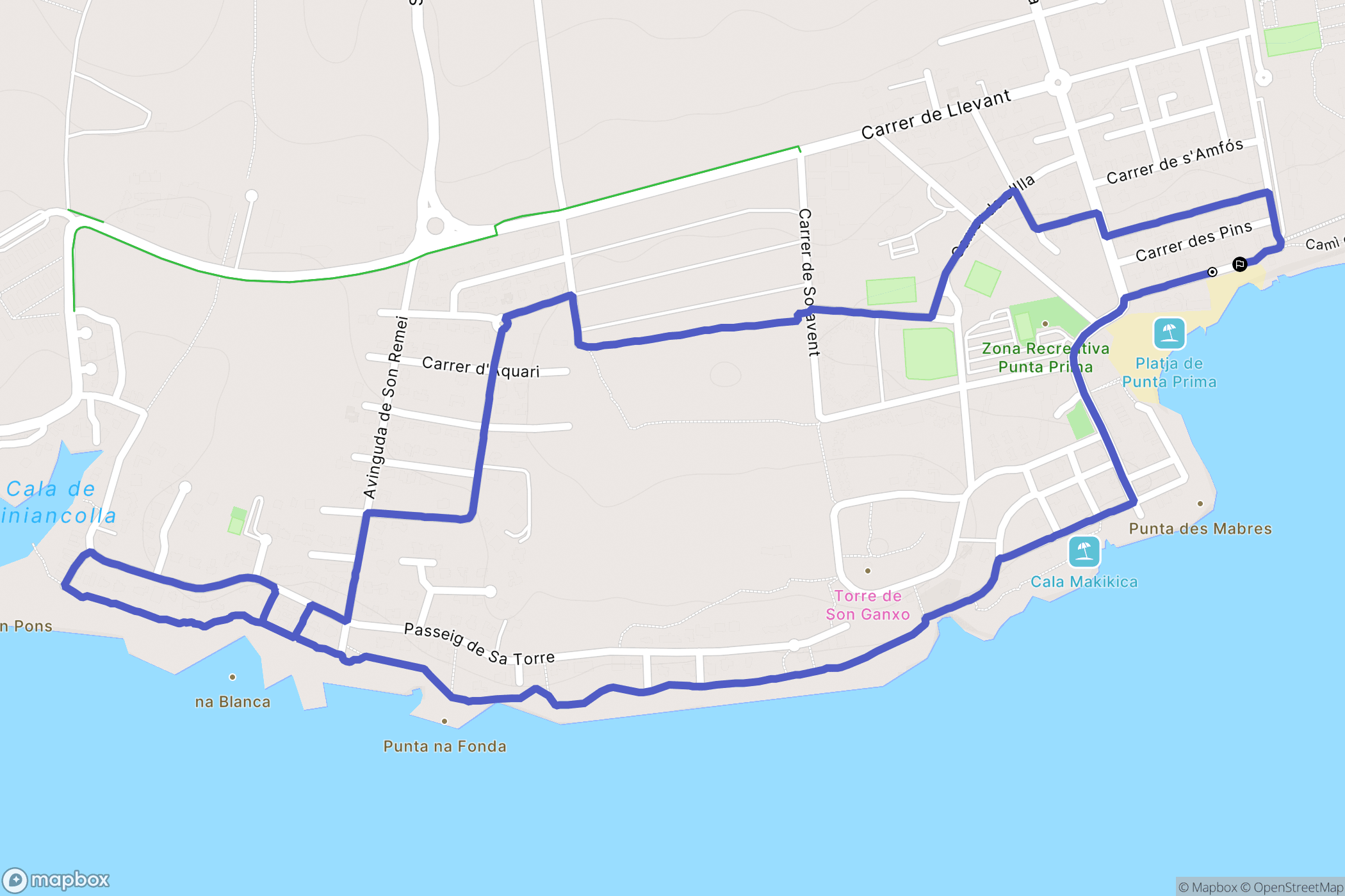 Punta Prima : carte du parcours de randonnée - Spain