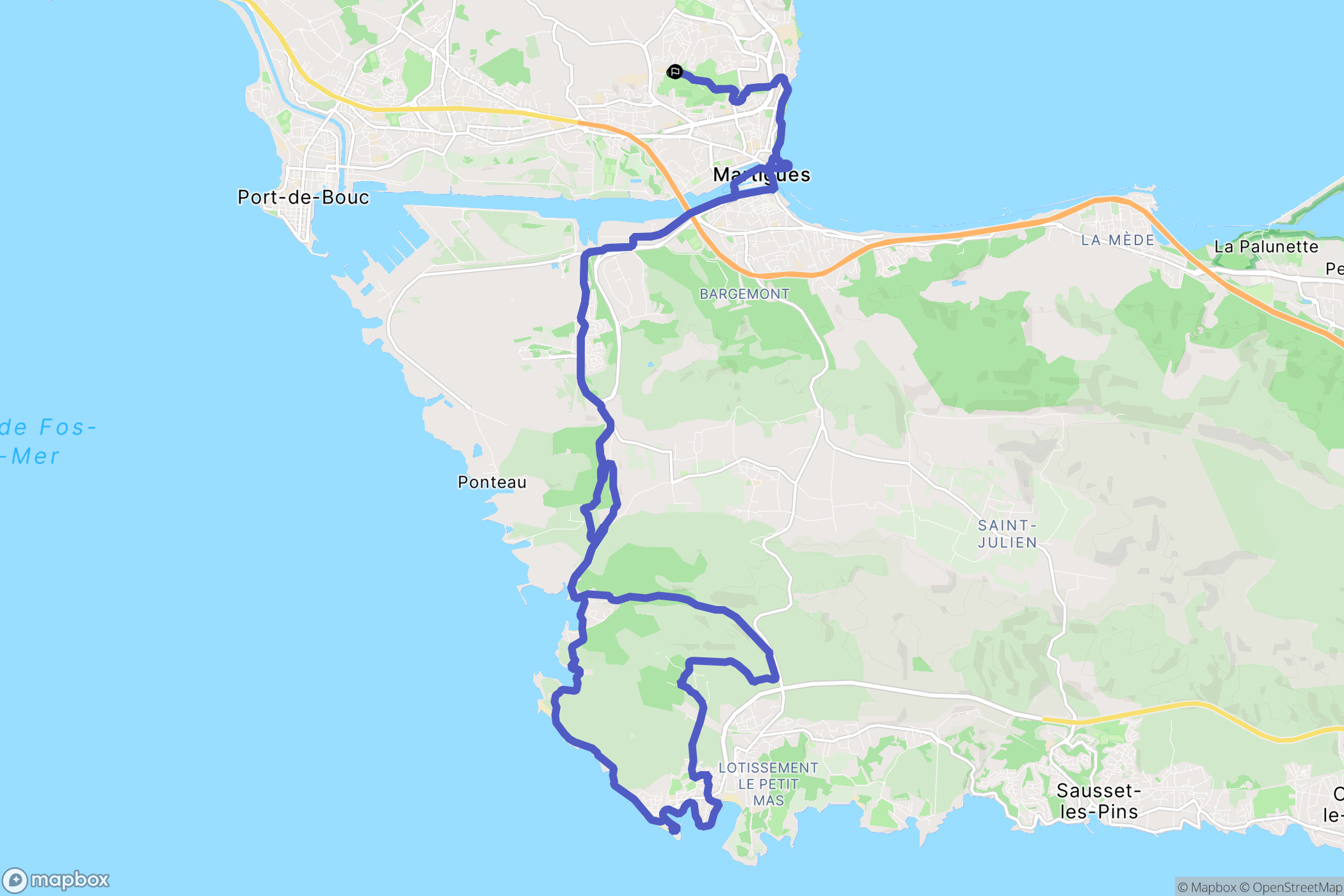 Martigues : carte du parcours de randonnée - France