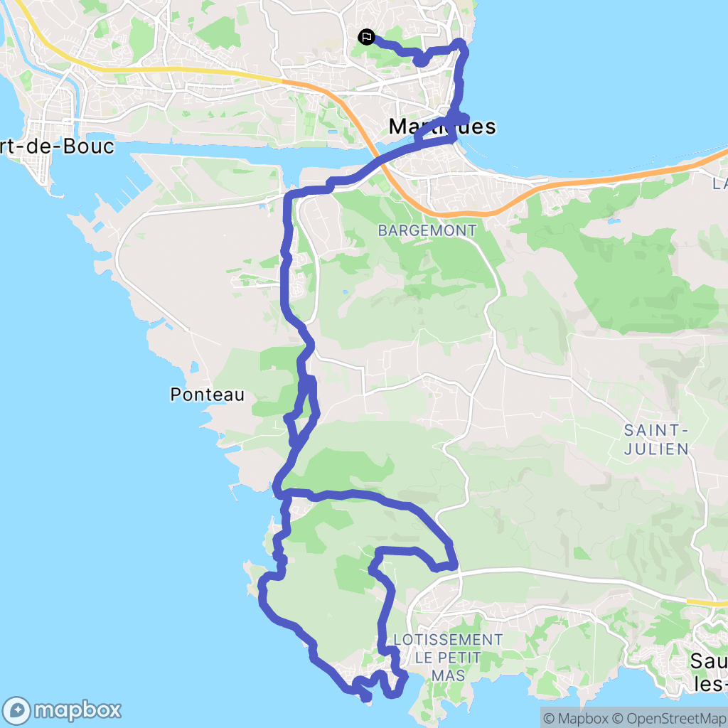Martigues : carte du parcours de randonnée - France