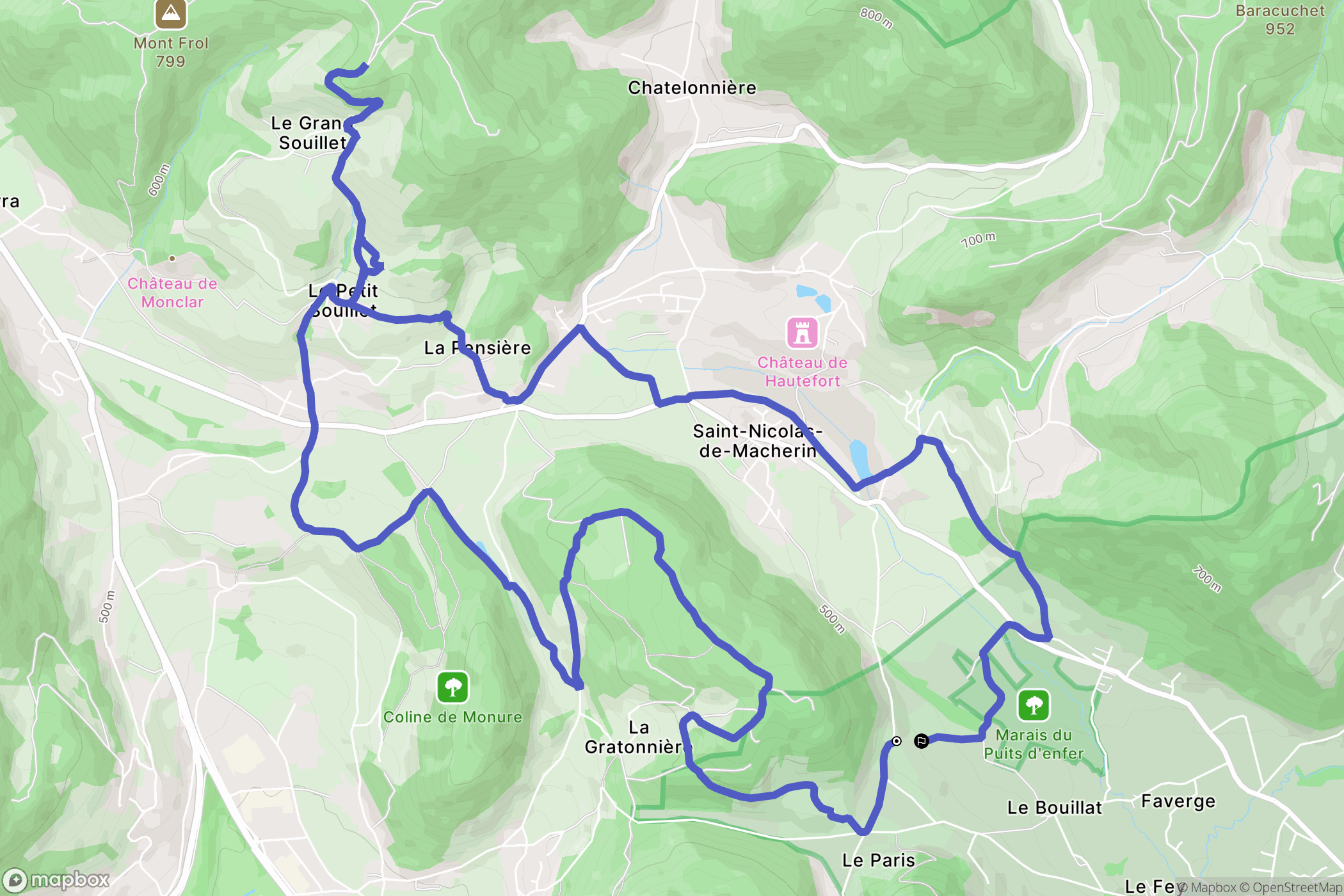 Saint-Étienne-de-Crossey : carte du parcours de randonnée - France