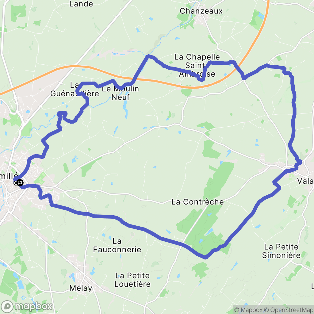 Chemillé-en-Anjou : carte du parcours de randonnée - France