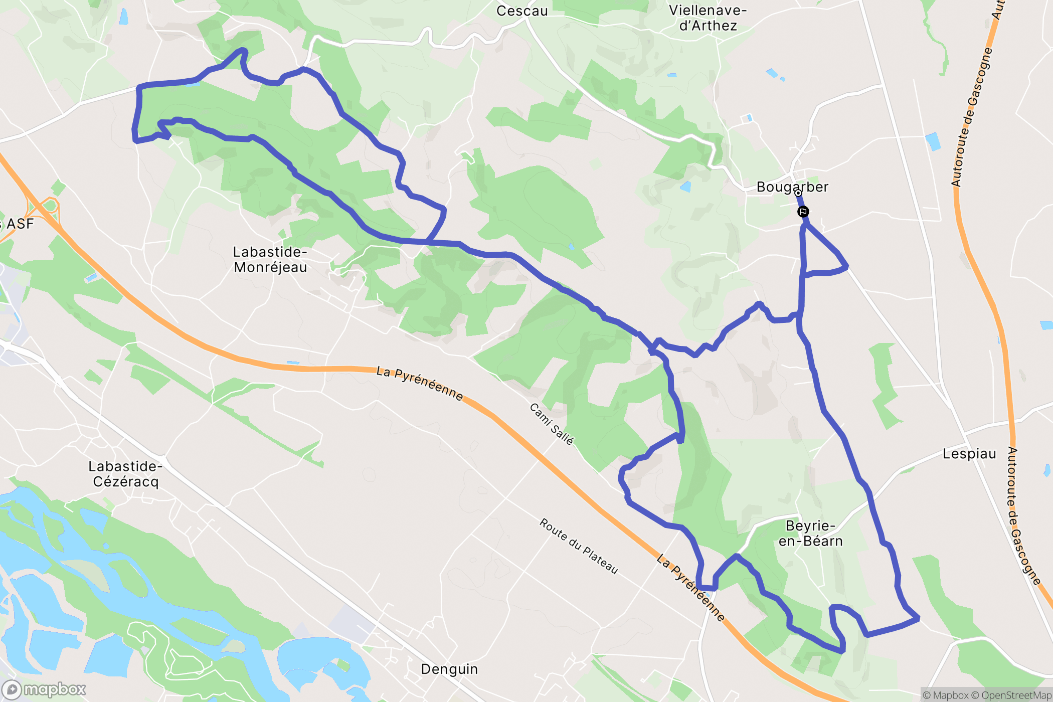 Bougarber : carte du parcours de randonnée - France
